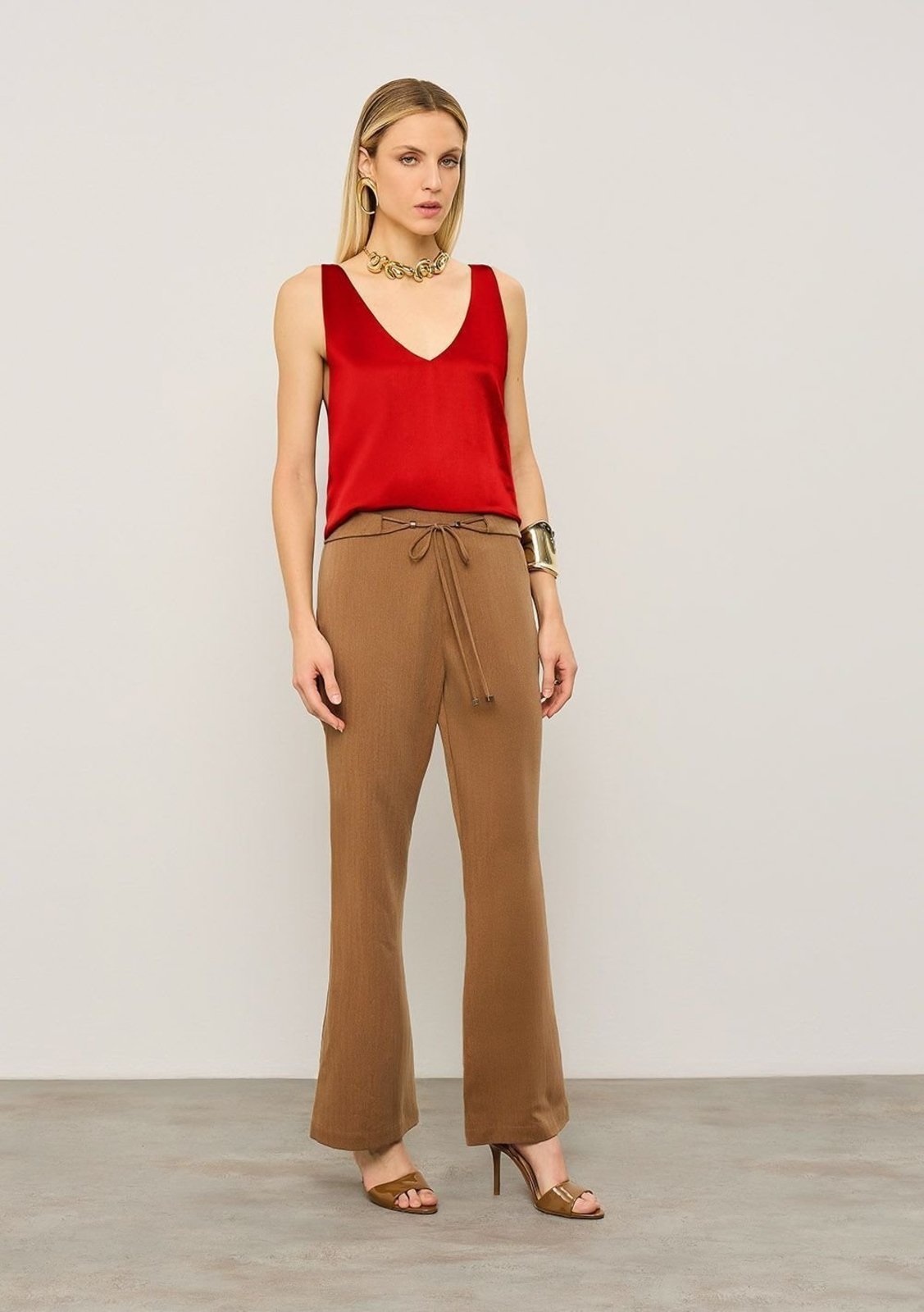 Regata Iódice Solta Decote V Padrão - Vermelho