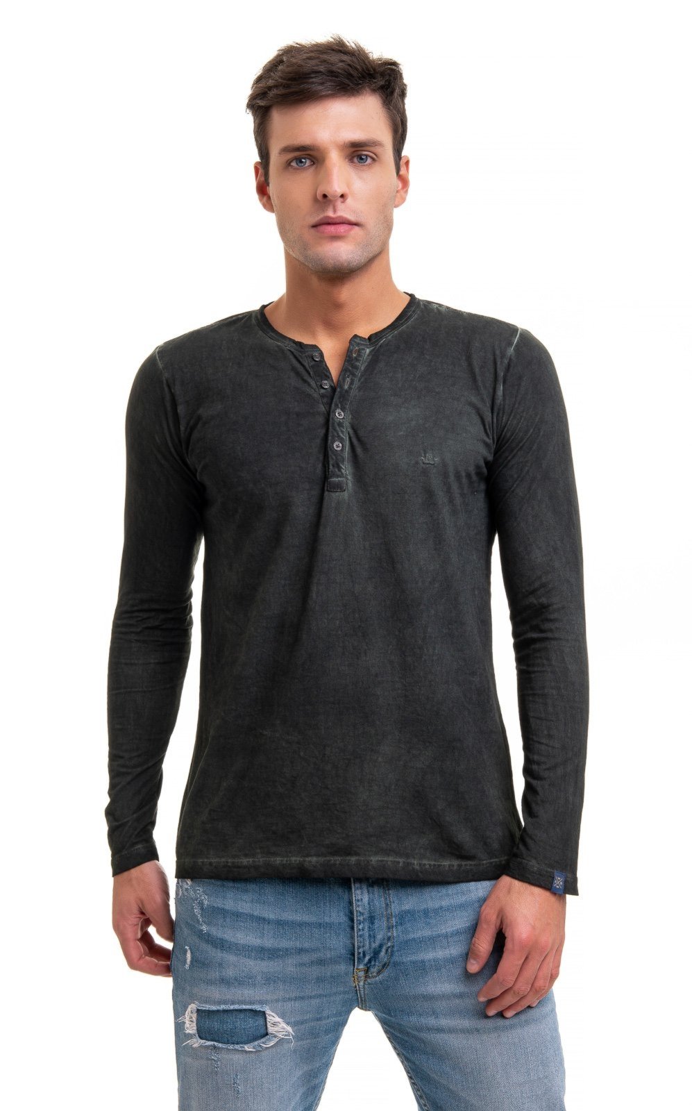 Vista 2 Camiseta henley Aburguesia Slim Fit Verde Musgo Alfaiataria Burguesia bege verde Alfaiataria Burguesia bege verde