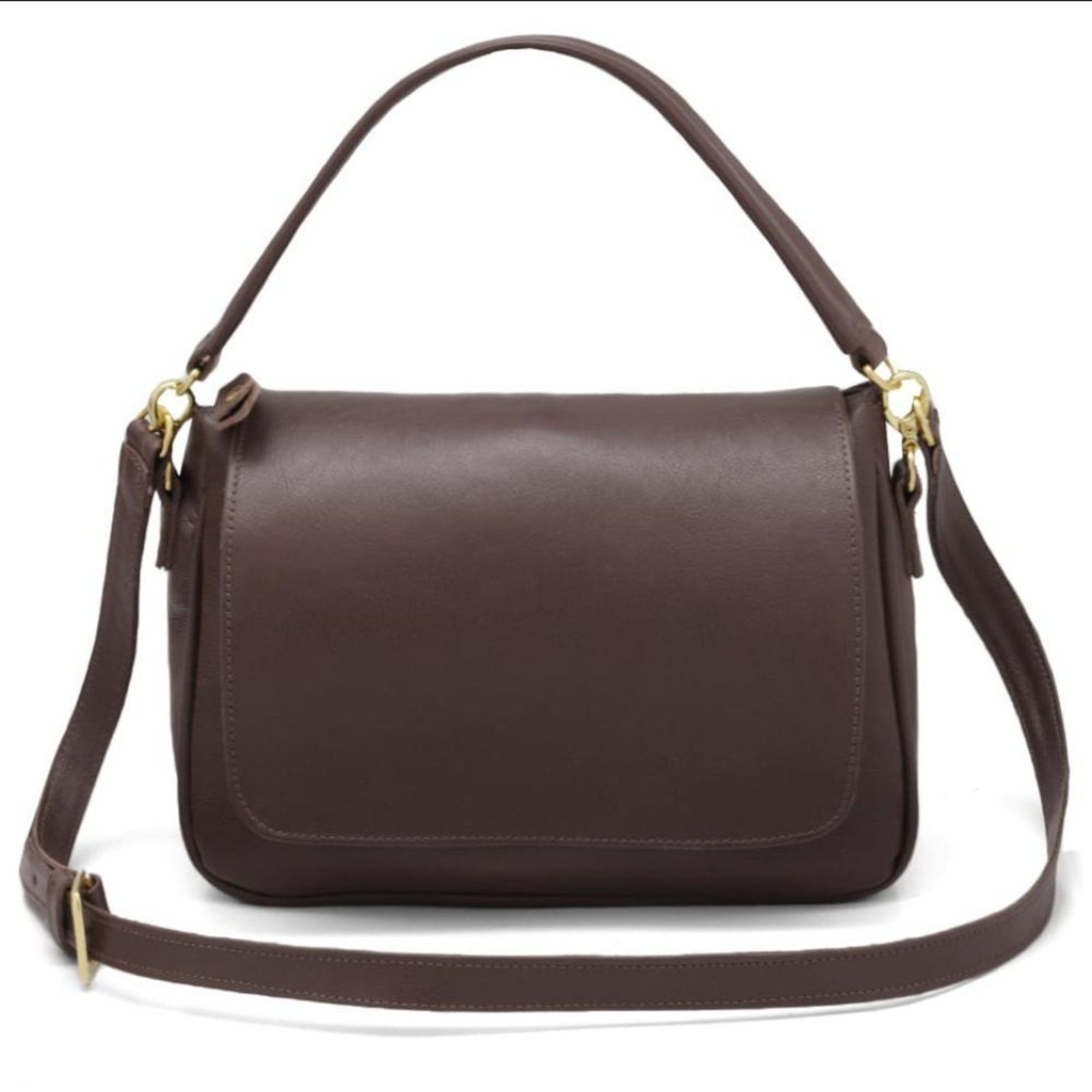 Bolsa Feminina Couro Compacta Alça Regulável Café Único Café