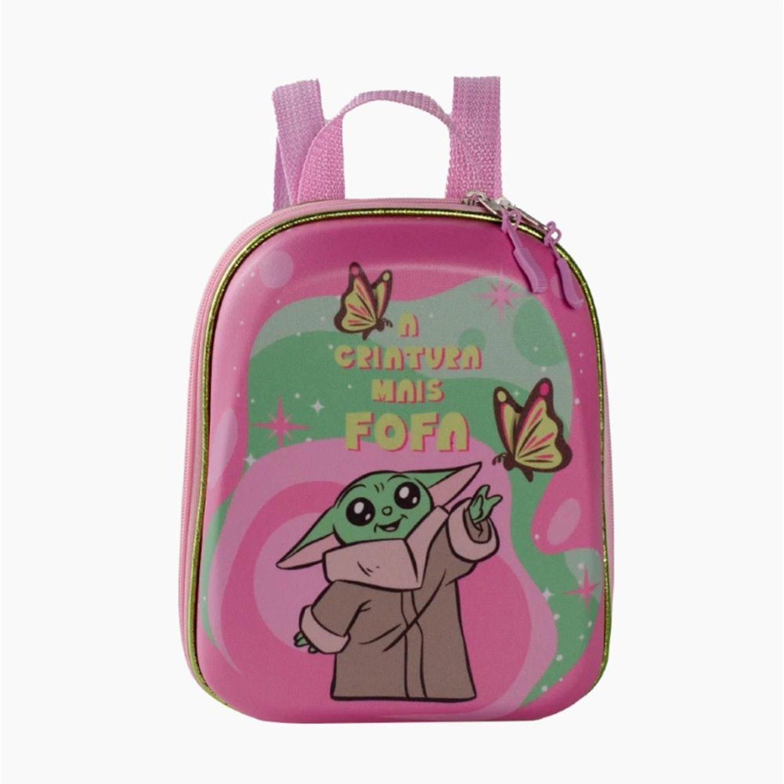Vista 2 Infantil - Mochila MaxToy Escolar Star Wars Grogu Rosa incolor rosa Maxtoy incolor rosa