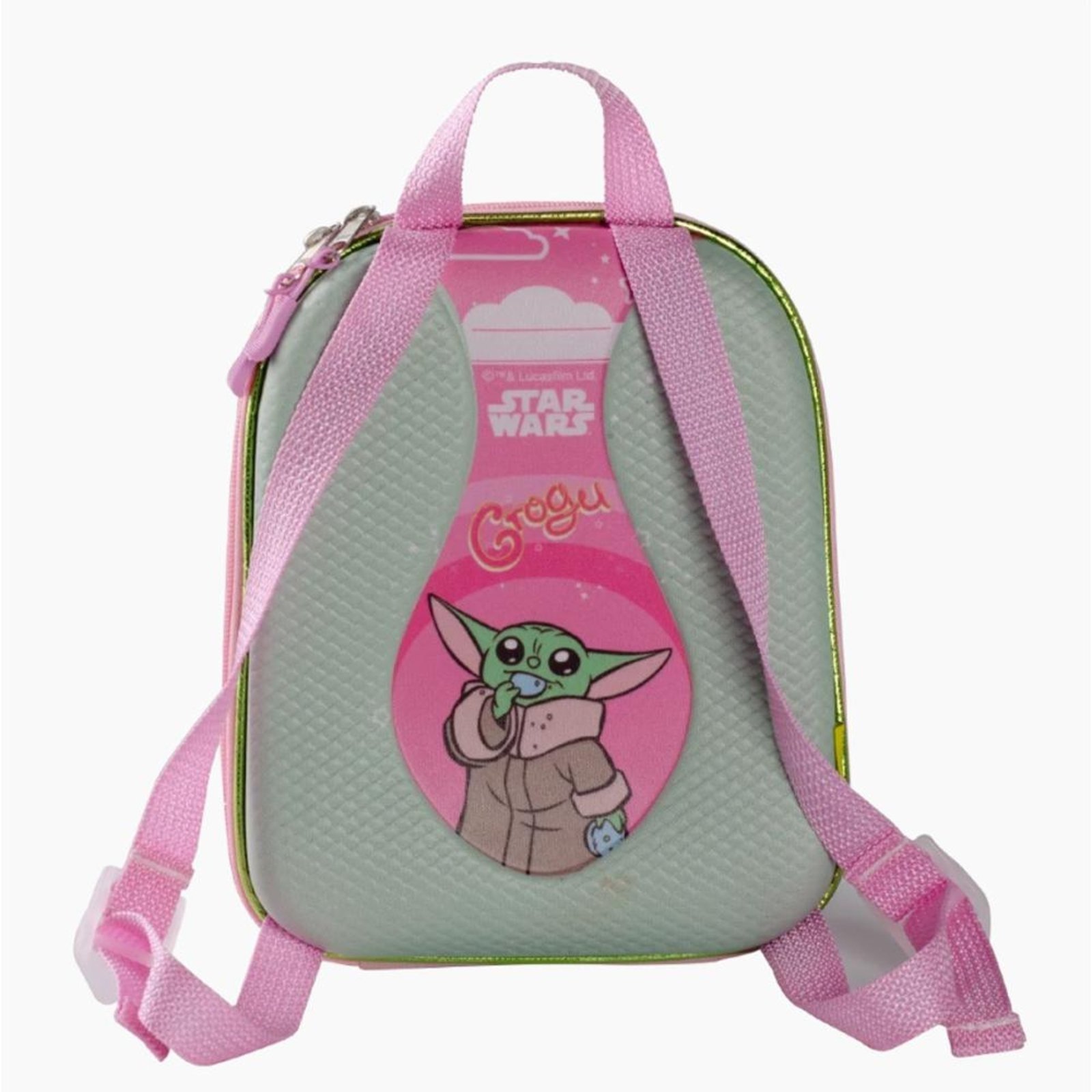 Vista 3 Infantil - Mochila MaxToy Escolar Star Wars Grogu Rosa incolor rosa Maxtoy incolor rosa