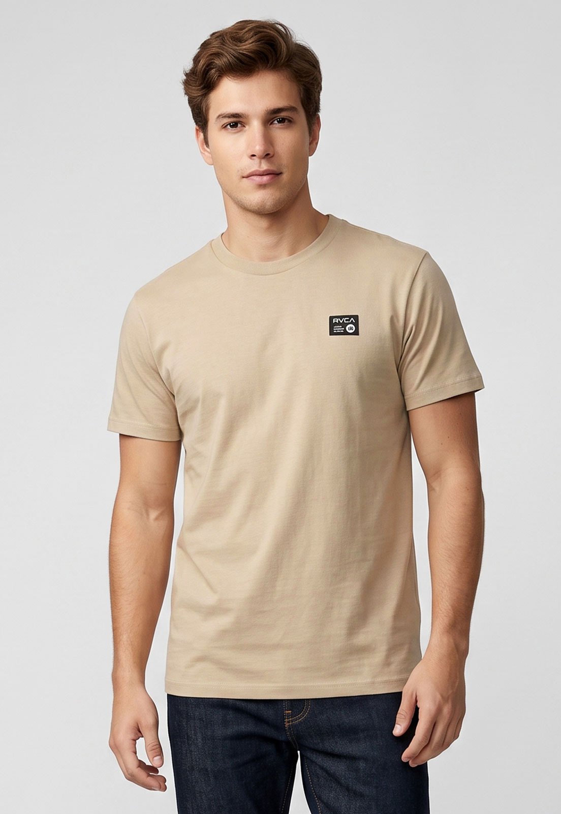 Camiseta Masculina RVCA Anp Label Bege