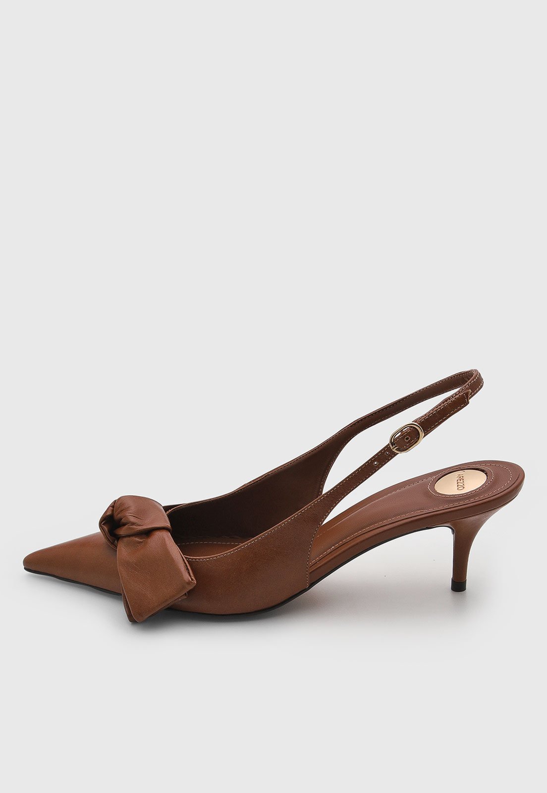 Scarpin Feminino Arezzo Couro Bico Fino Laço Marrom
