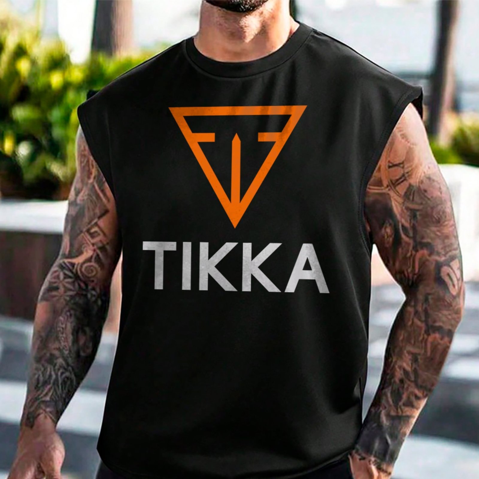 Camiseta Regata Machão Tikka Logo Geométrico Streetwear Hype Preto