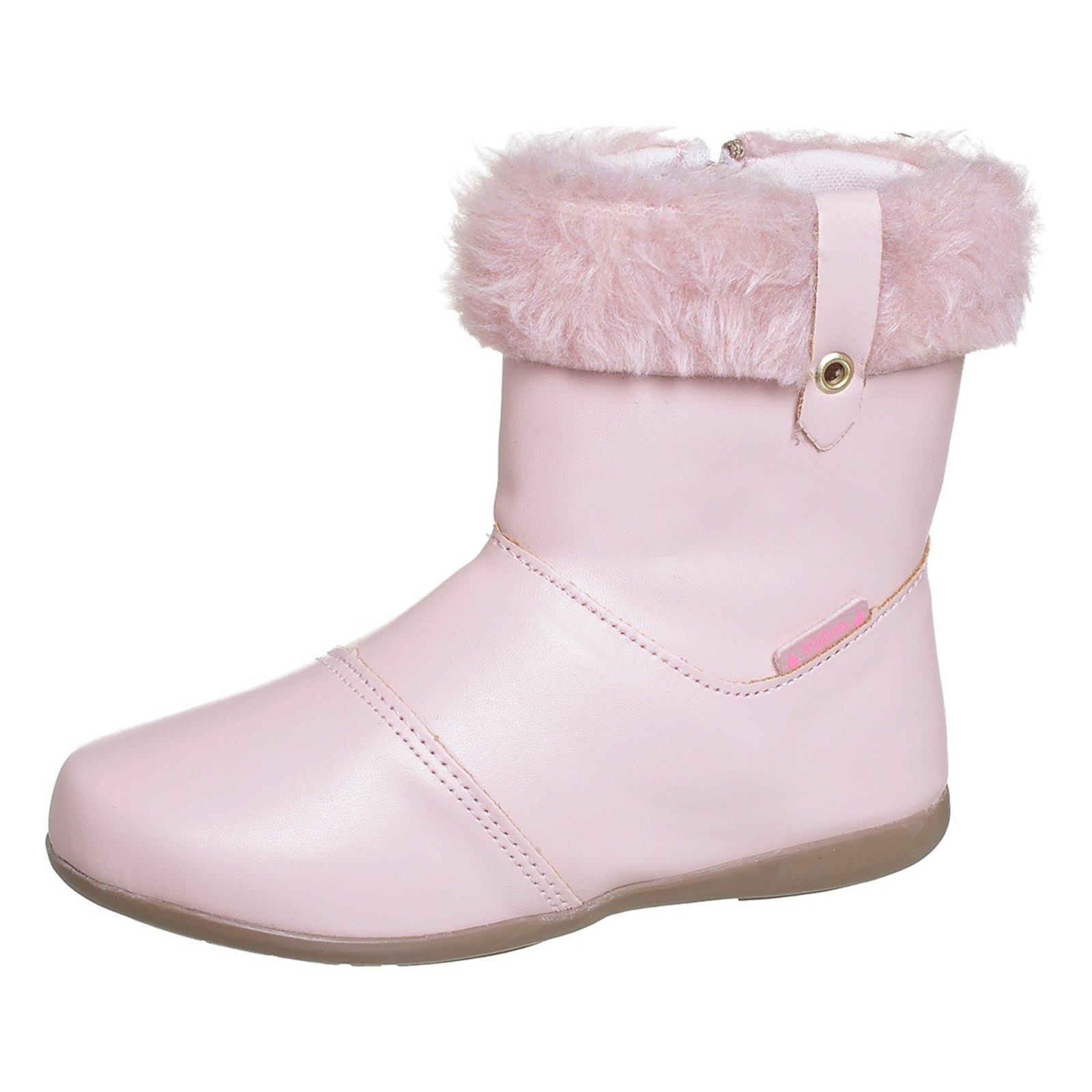 Infantil – Bota Coturno Menina Com Pelinhos Angipé Rosa