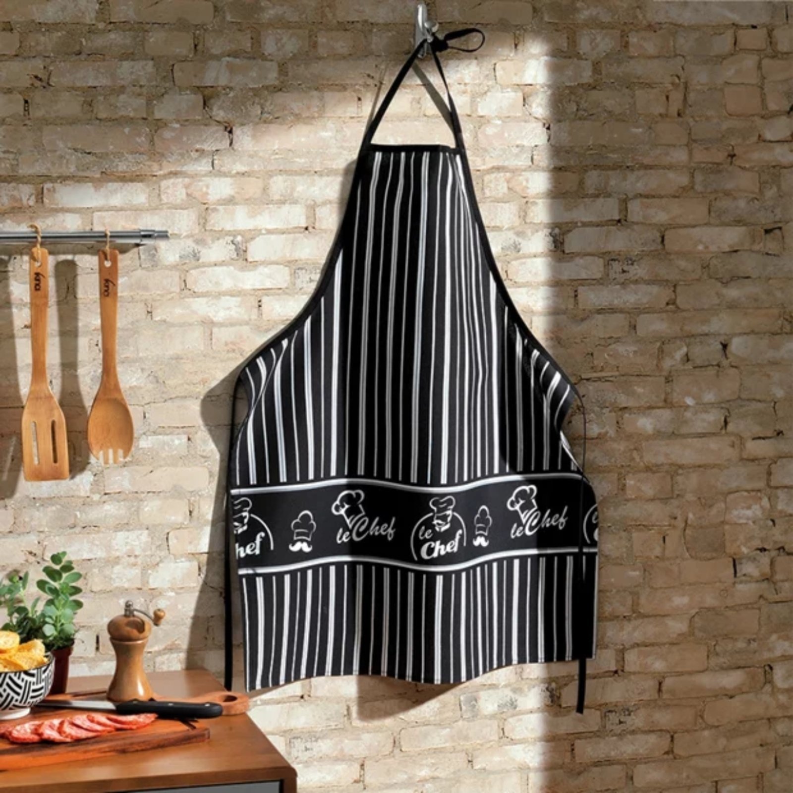 Vista 3 Avental Cozinha Dohler Antimanchas Le Chef preto Dohler preto