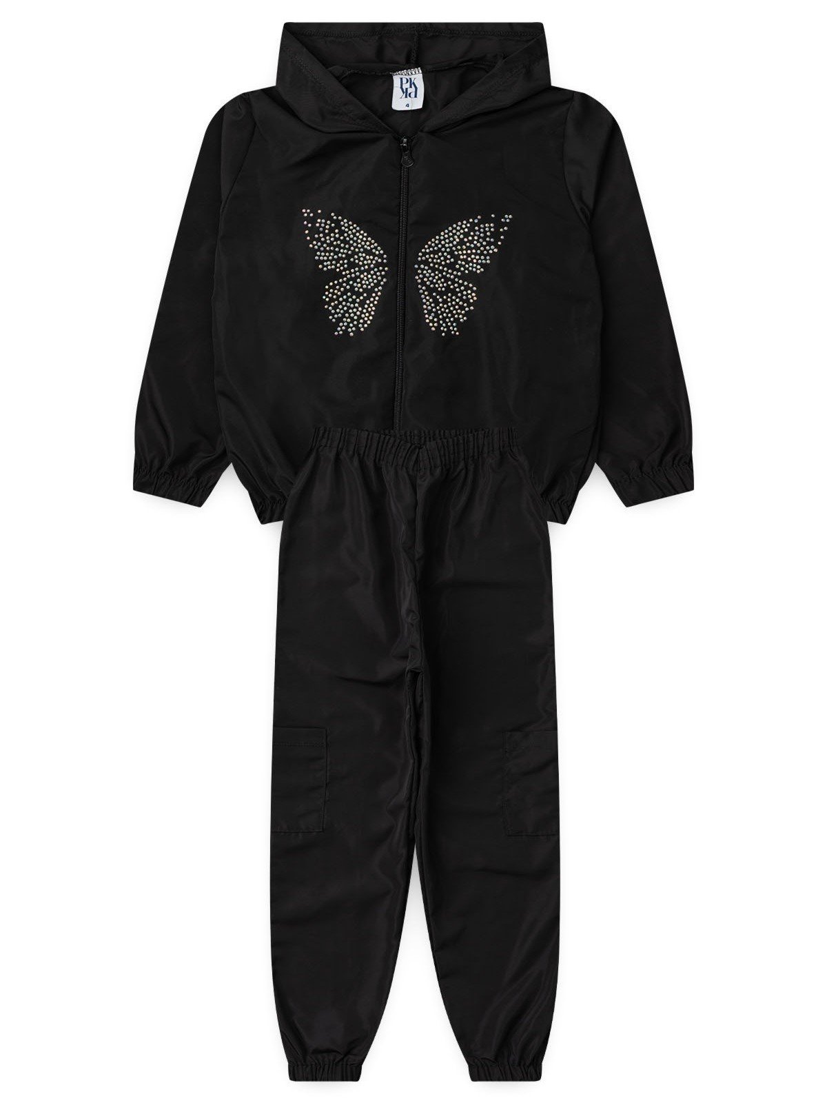 Infantil - Conjunto Platinum Borboleta De Strass Preto