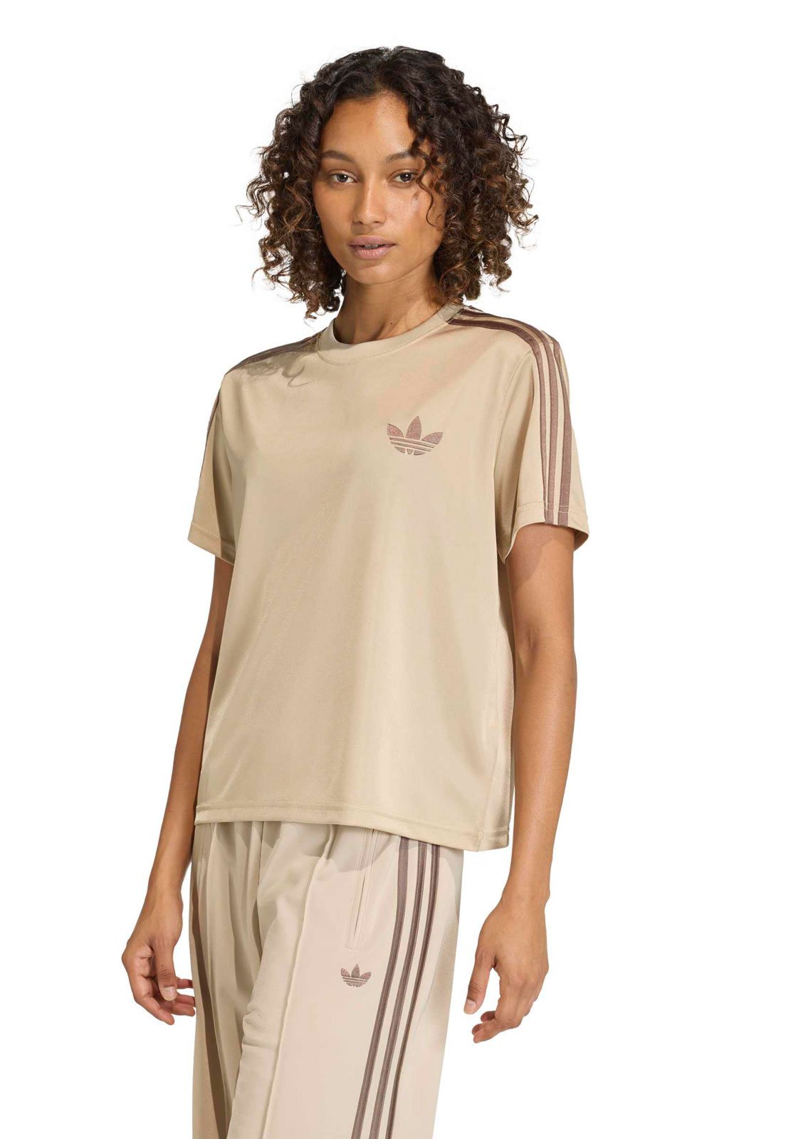 Camiseta Feminina adidas Originals Listras Laterais Bege