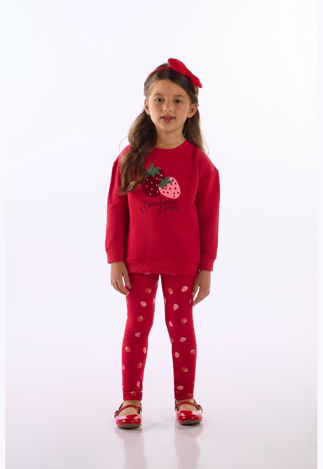 Infantil - Blusão Moletom Bordado Morango Up Baby Rosa