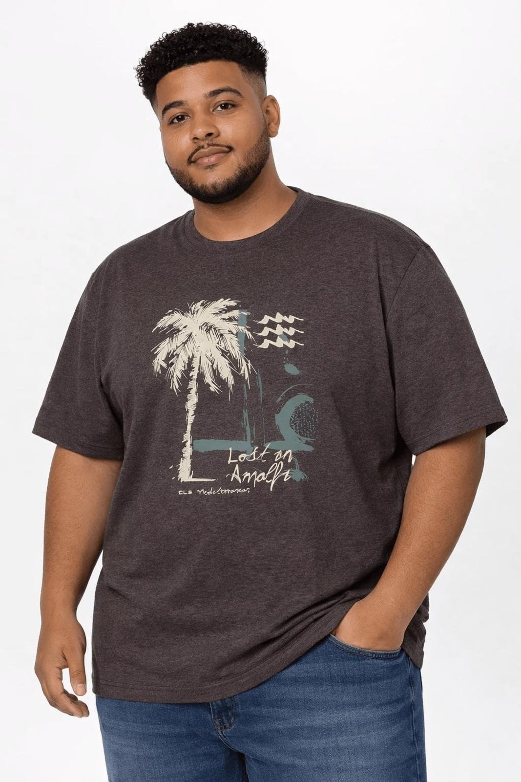 Camiseta Manga Curta Plus Size Masculina MARROM