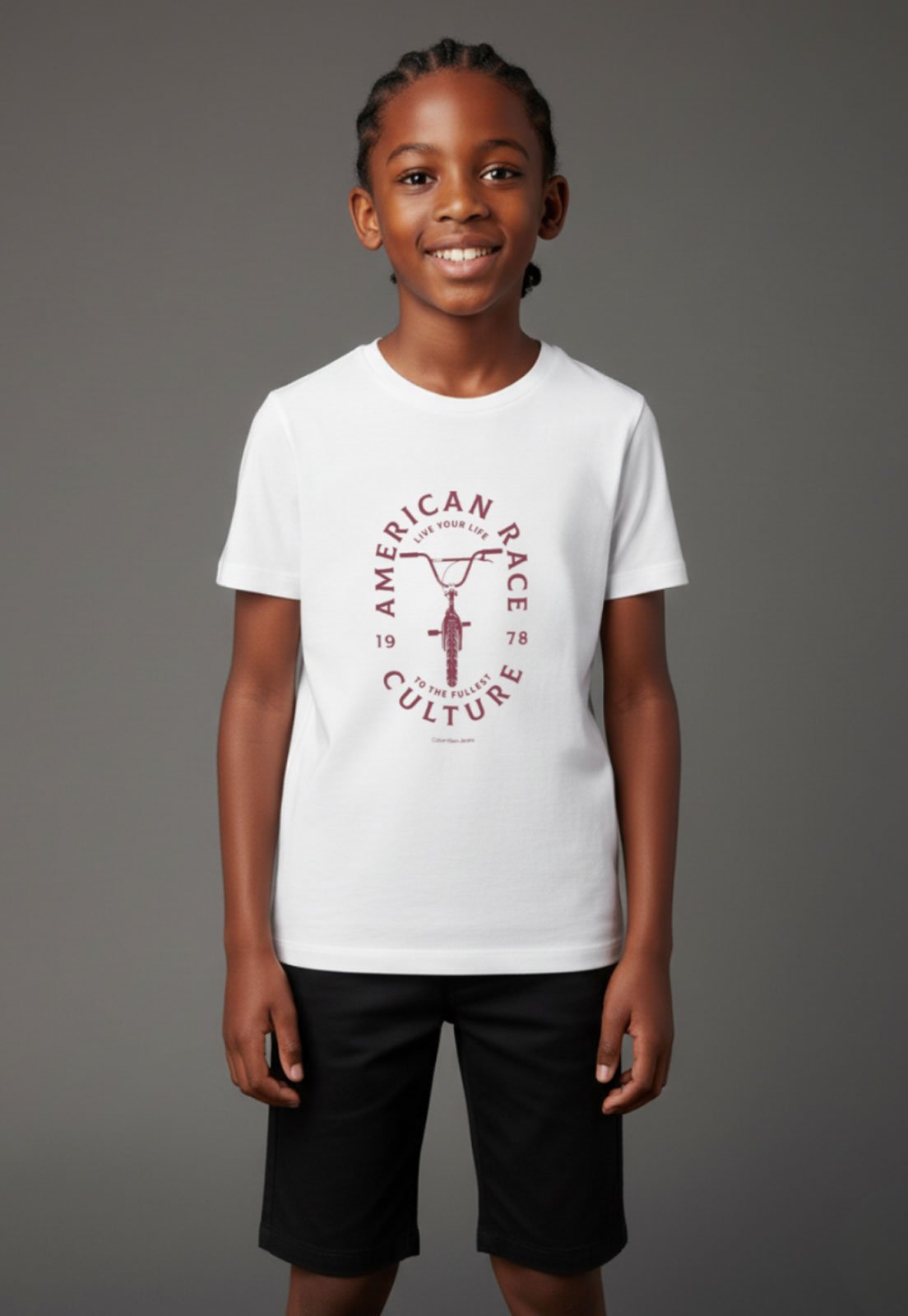 Infantil - Camiseta Calvin Klein Estampa American Race Branca
