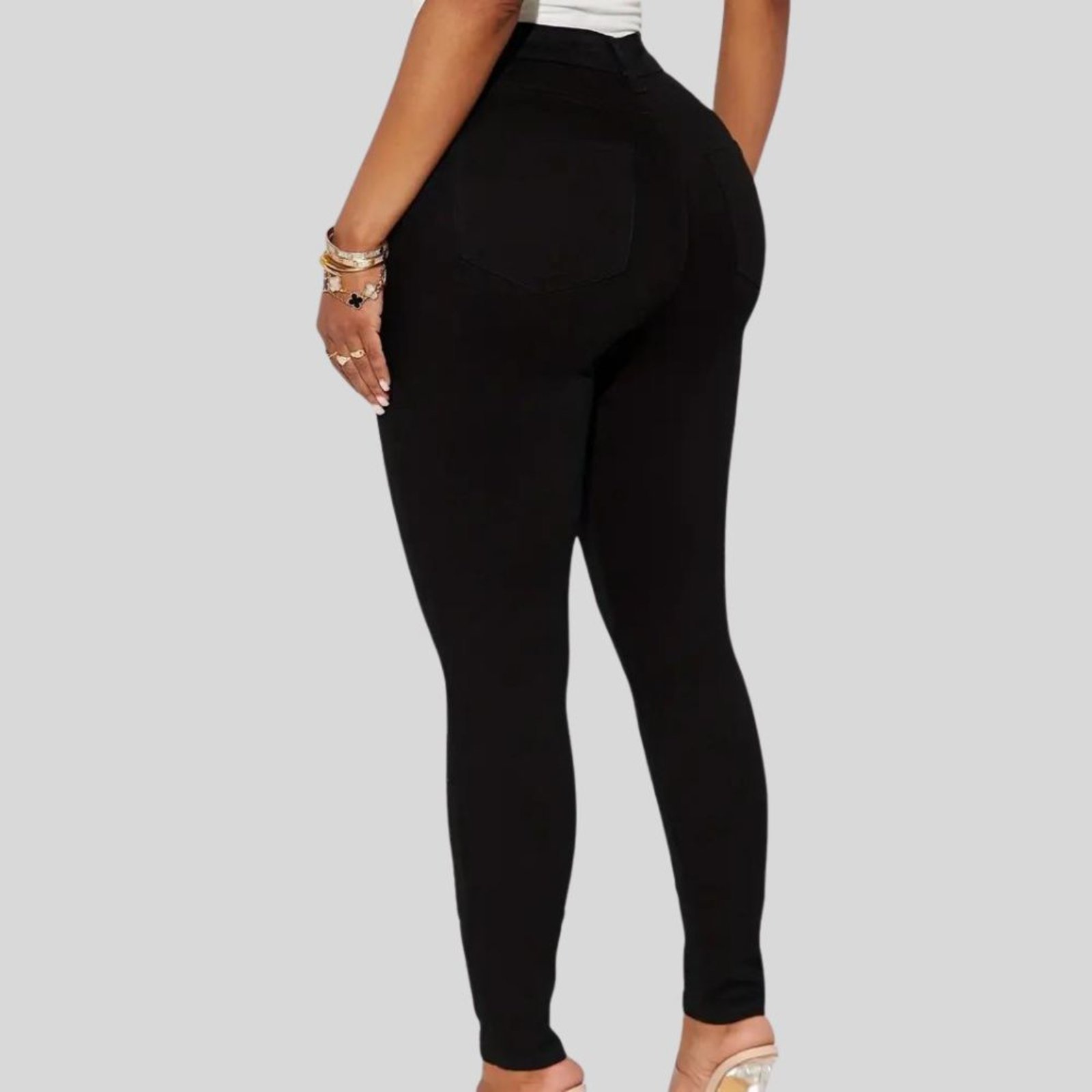 Calça Jeans Feminina Tex Jeans Plus Size Skinny com Elastano e Cintura Alta Preta
