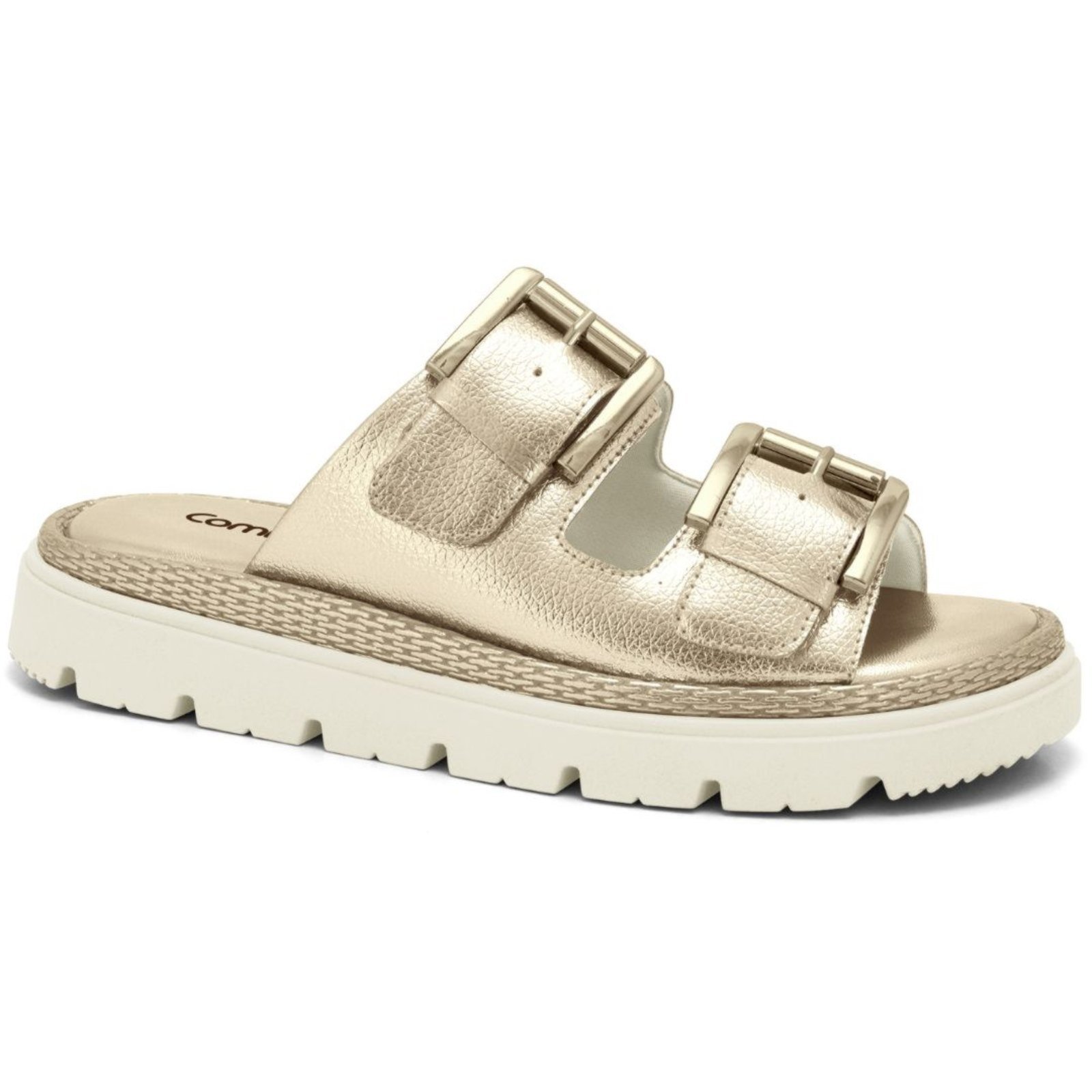 Chinelo Slide Feminina com Fivela Dupla Ouro Comfortflex 2446402-1