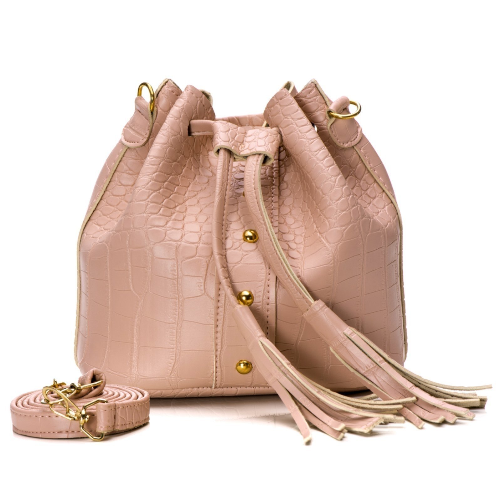 Bolsa Feminina Transversal Saco Star Shop Croco Nude