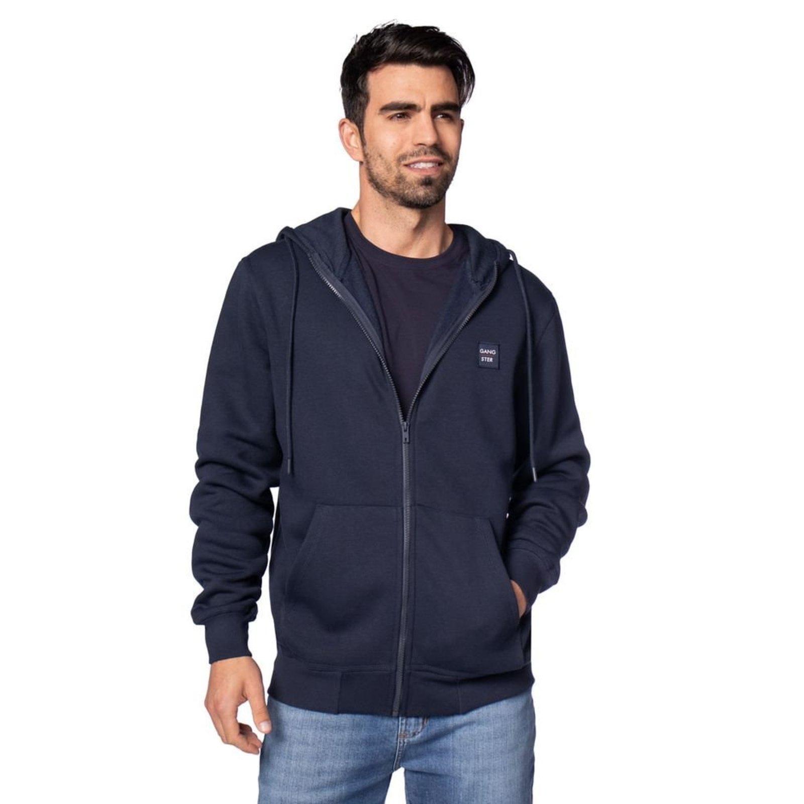 Casaco Masculino Gangster Moletom Ajustado Marinho