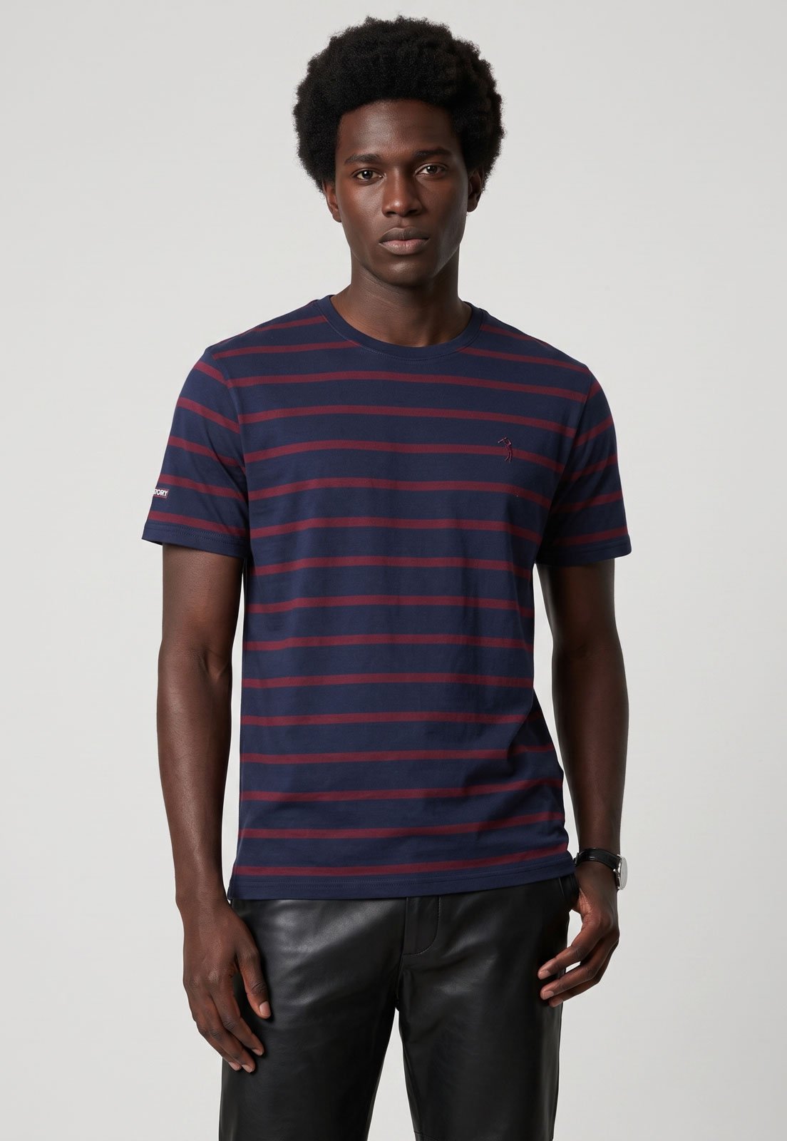 Camiseta Masculina Aleatory Listrada Azul-marinho