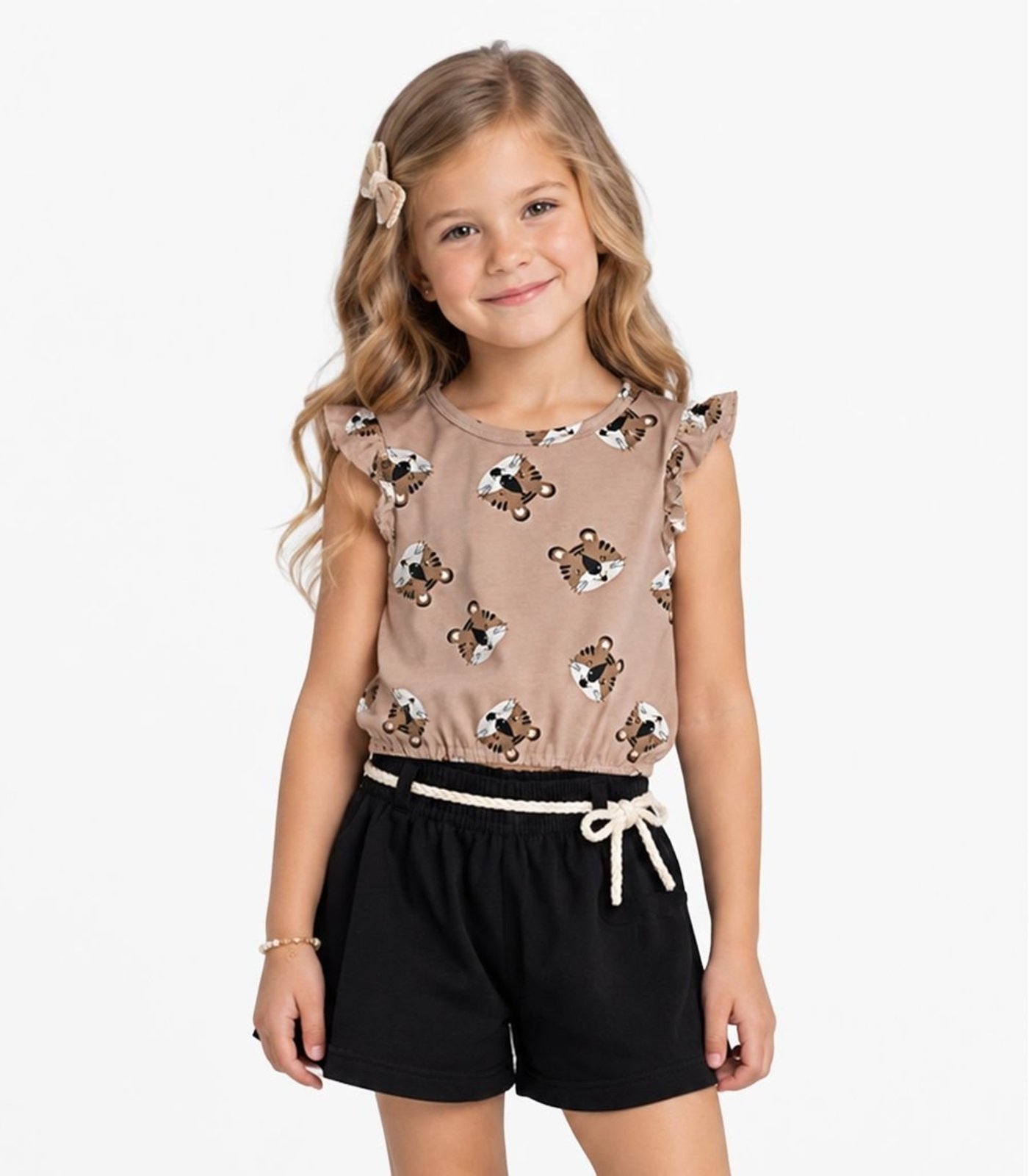 Infantil - Conjunto Feminino Estampado Select Bege
