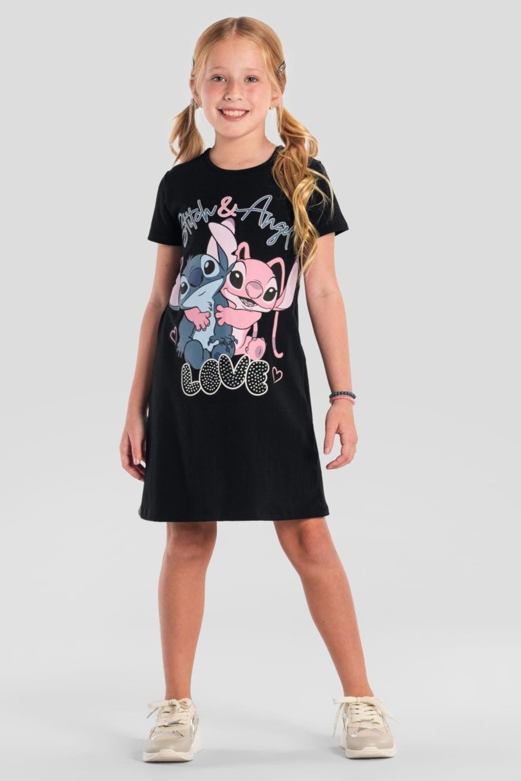 Vista 2 Infantil - Vestido menina do Stitch brilhante Brandili roxo Brandili roxo