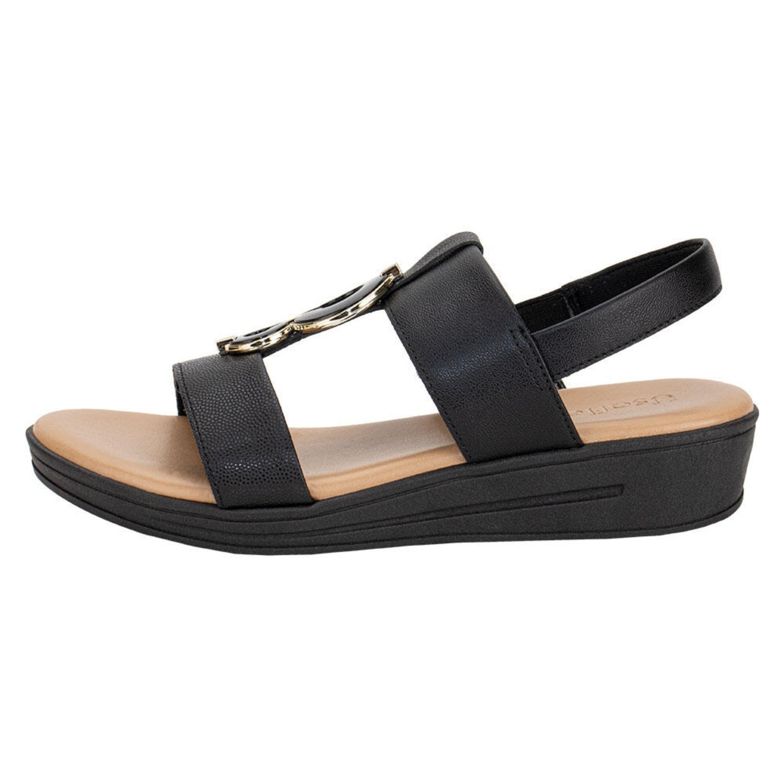 Vista 3 Sandália Feminina Anabela Usaflex Mm0705 0940705 preto Usaflex preto