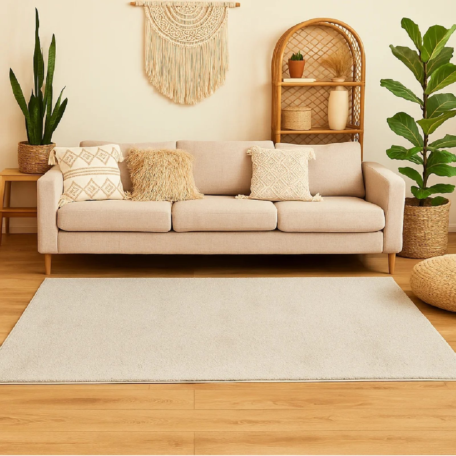 Tapete Vip Class Pelo Baixo Antiderrapante - Jolitex - Bege - 140x200cm