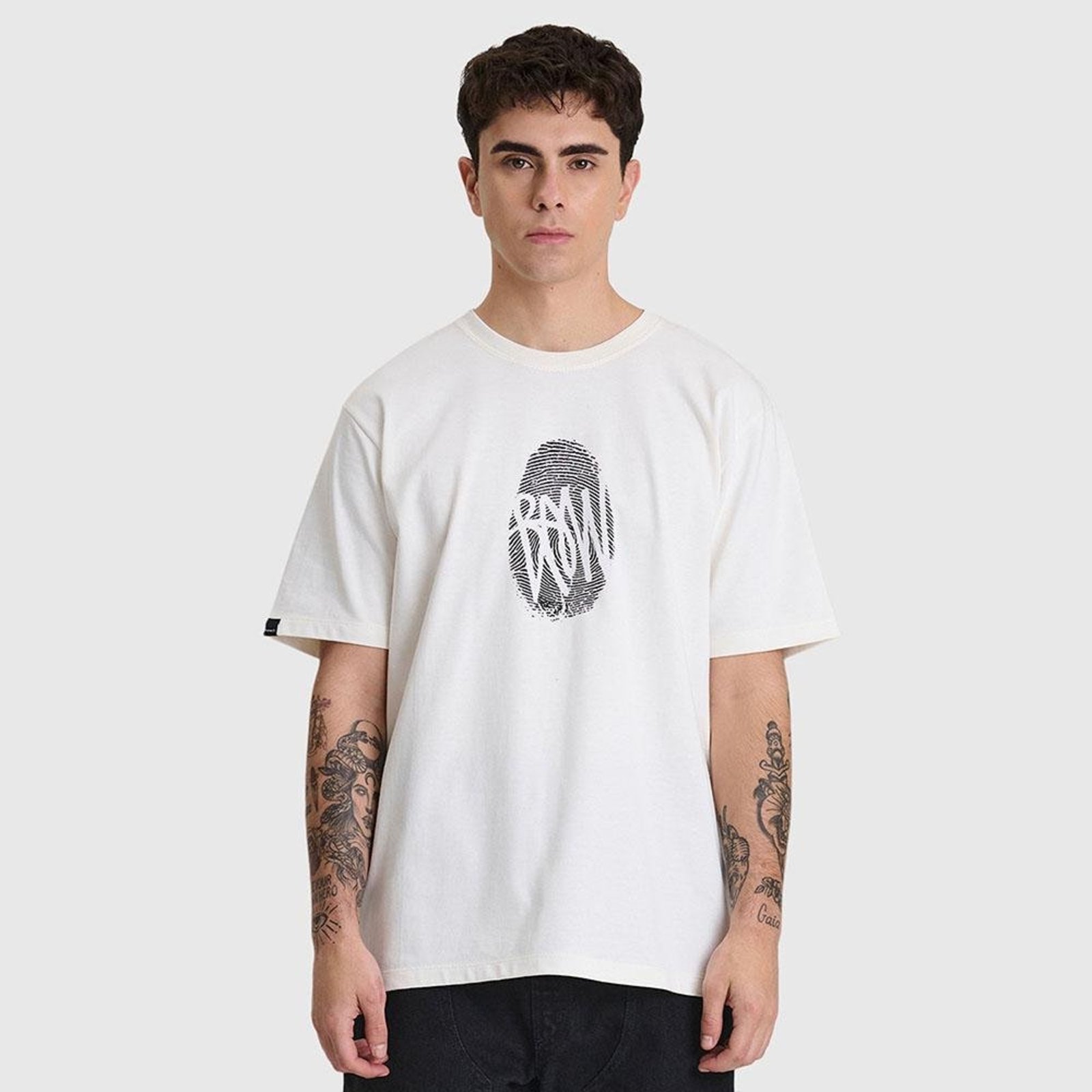 Camiseta Regular Baw Fingerprint Off-white