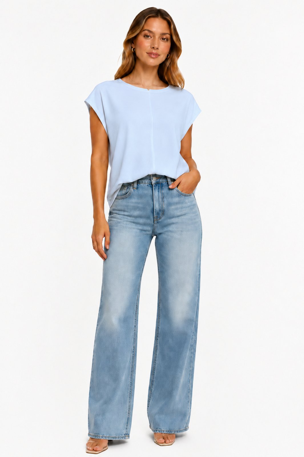 Blusa Tricôt D Bell Outlet Fashion Muscle Tee Azul Claro