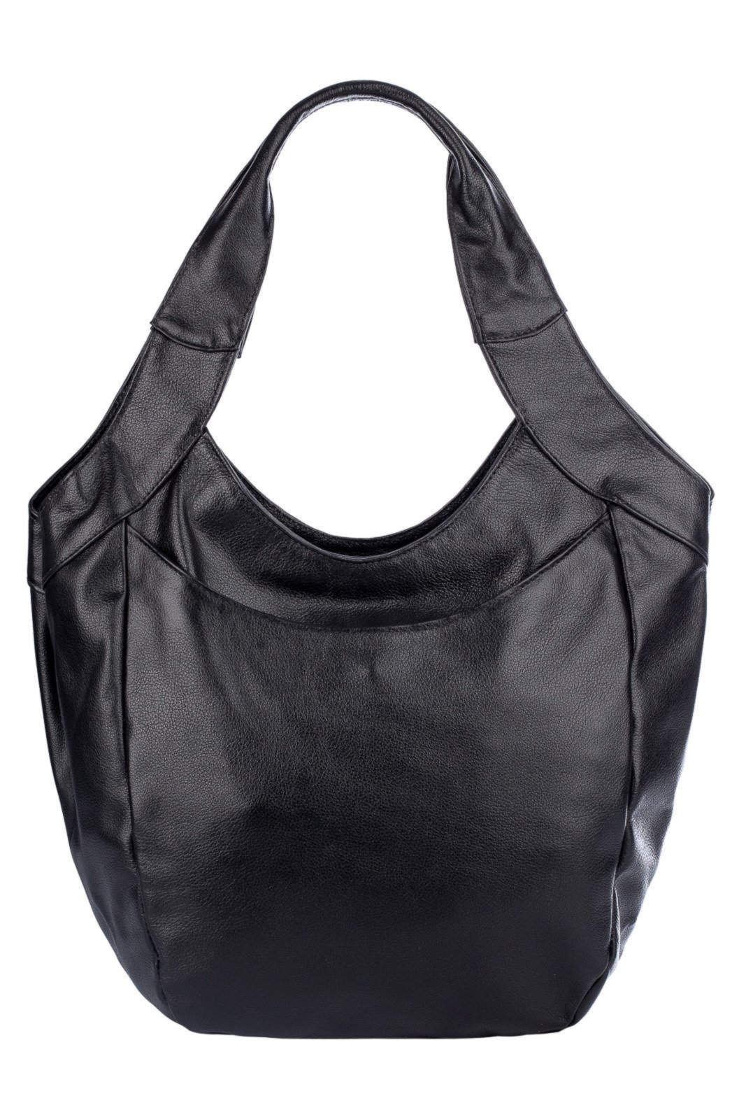 Bolsa saco grande de couro liso Cíntia – Preto