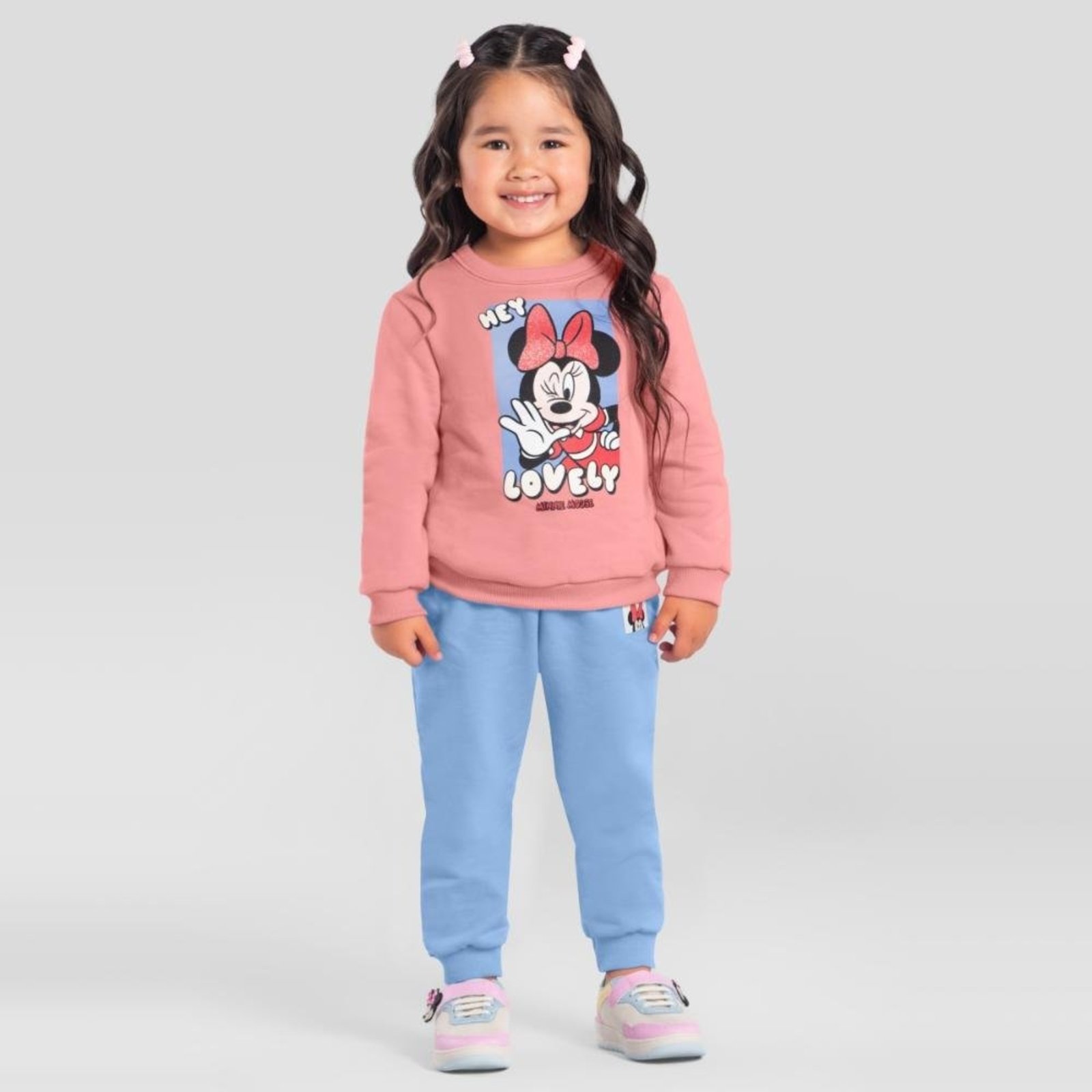 Infantil - Conjunto menina em moletom da Minnie Mouse Brandili