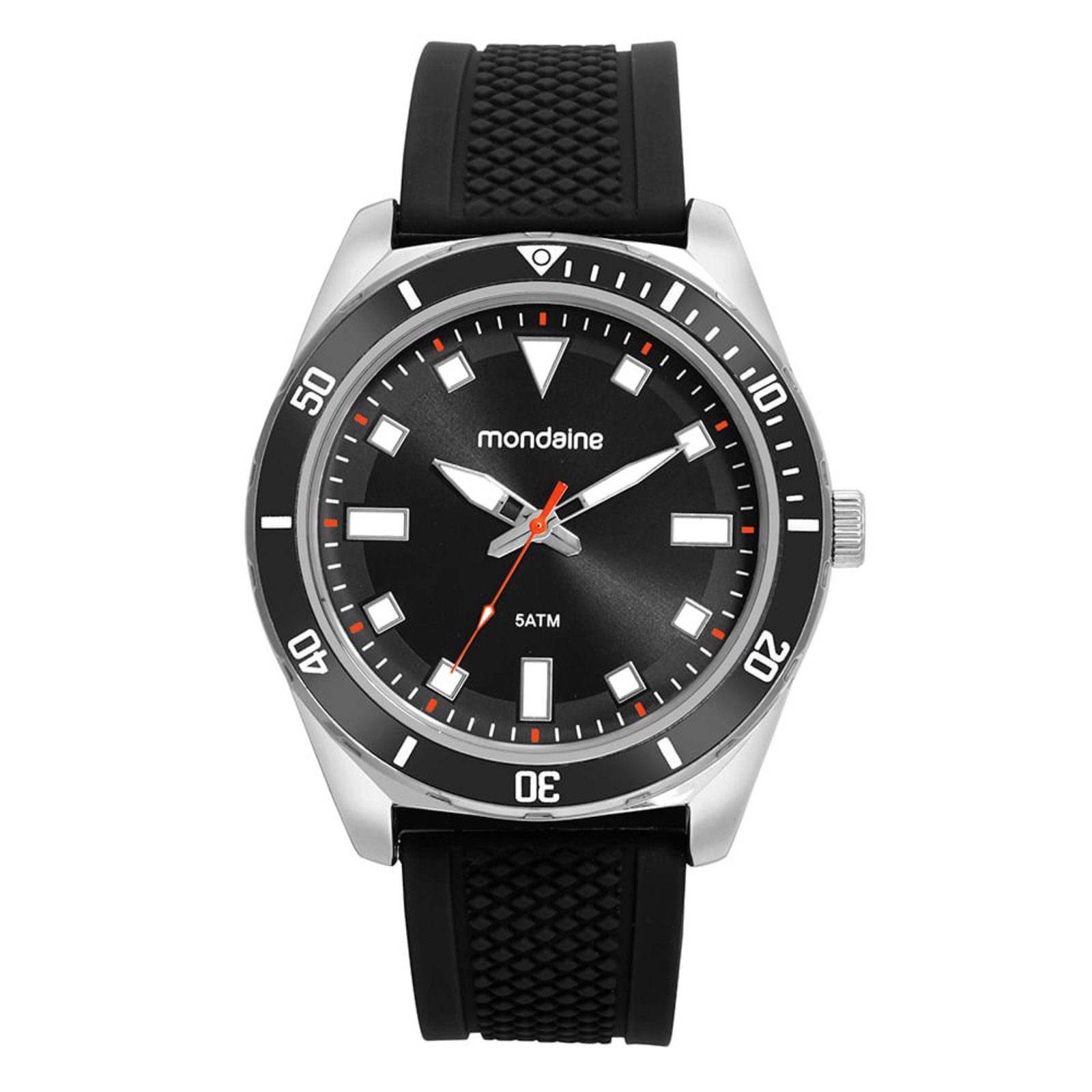 Relógio Masculino Esportivo Silicone Prata Mondaine
