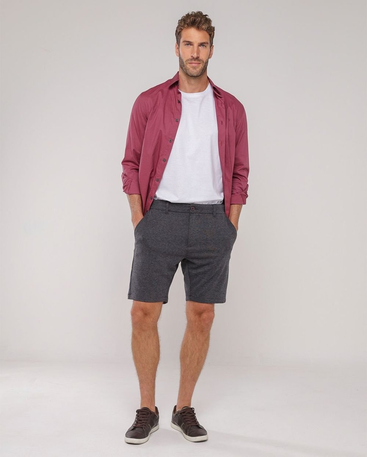 Bermuda Alfaiataria Masculina Moletinho 11150 Cinza Chumbo Consciência