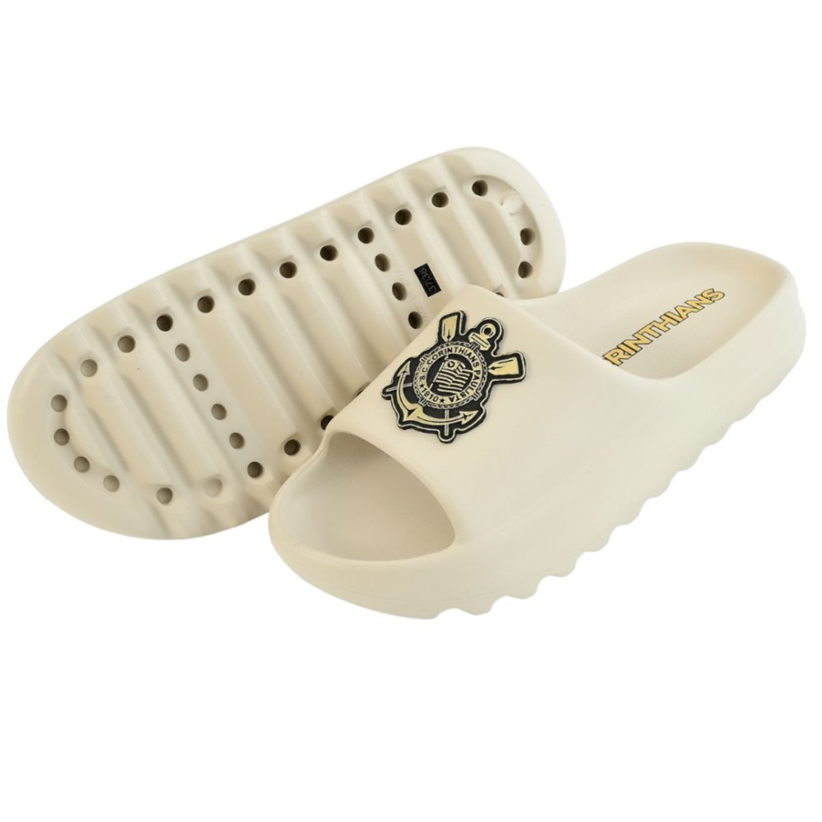 Chinelo Nuvem Corinthians Slide Oficial Licenciado Bege