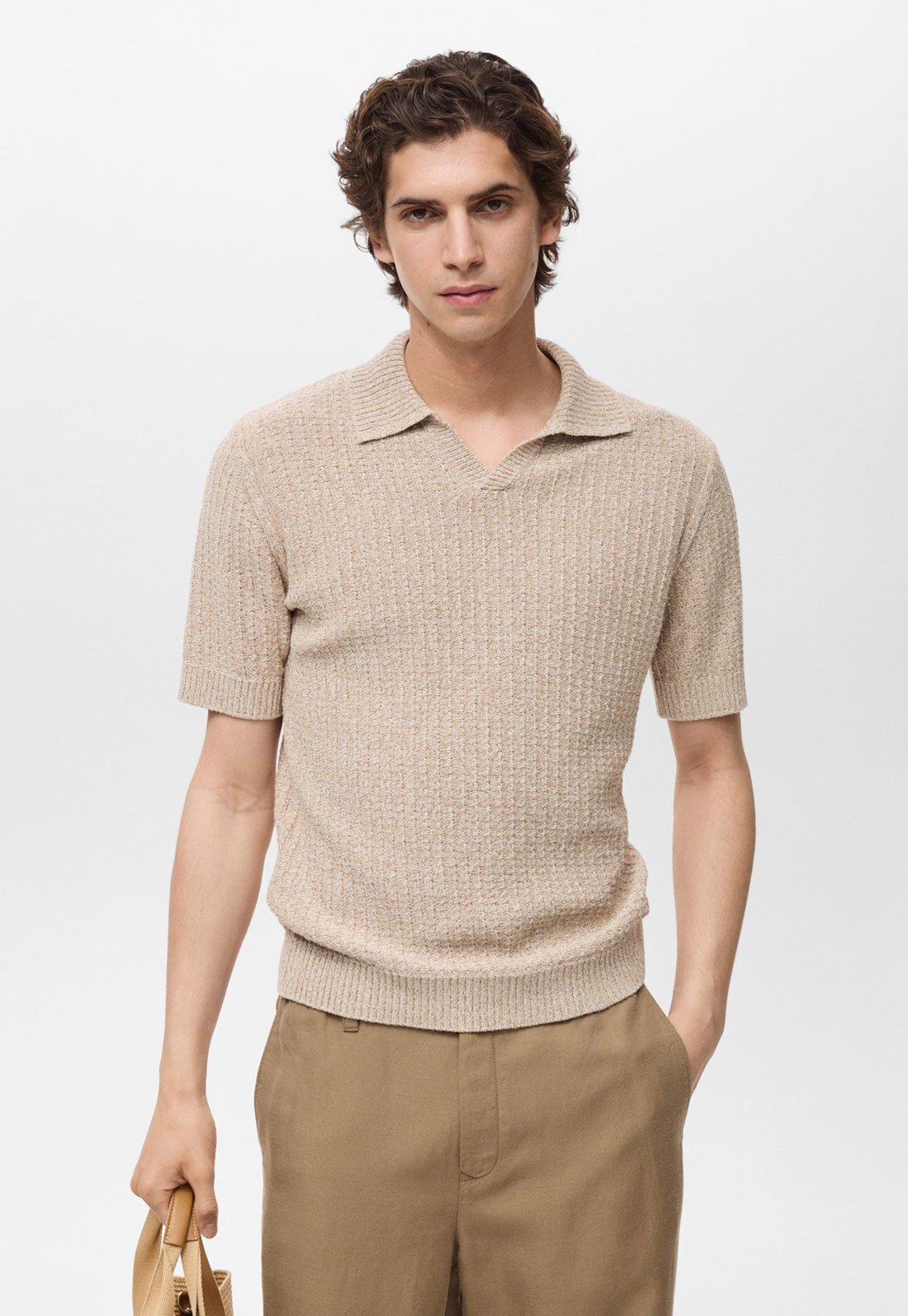 Camisa Polo Mango Regular Hondarra Bege