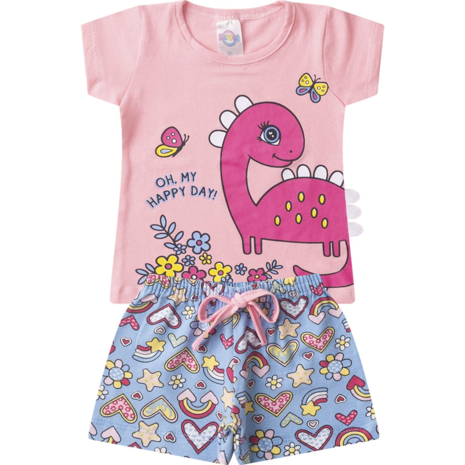 Vista 2 Infantil - Conjunto Feminino Meia Malha/Suplex Happy Day ROSA AZUL KIDS ROSA AZUL KIDS rosa