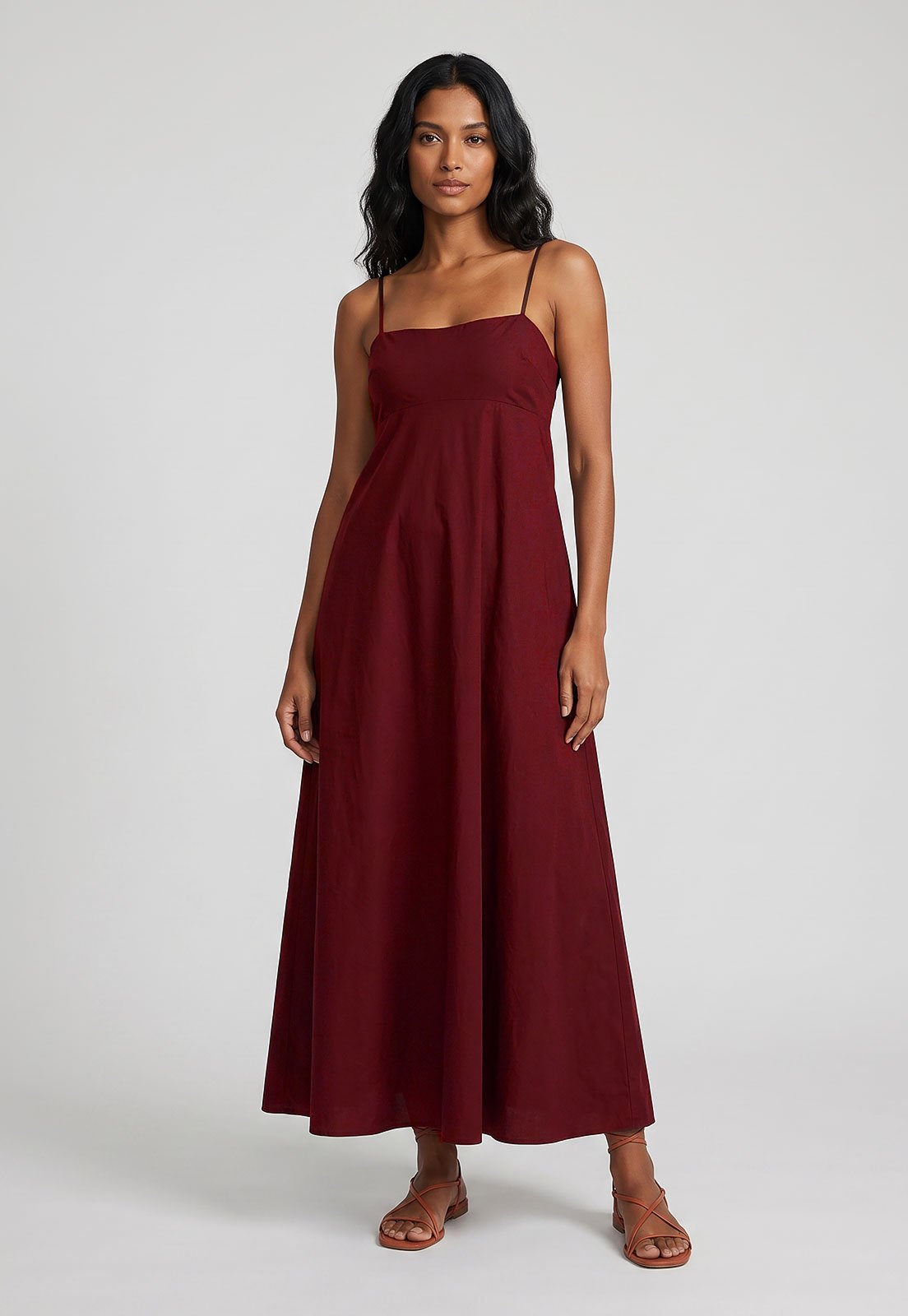 Vestido Feminino FARM Alças Finas Vinho