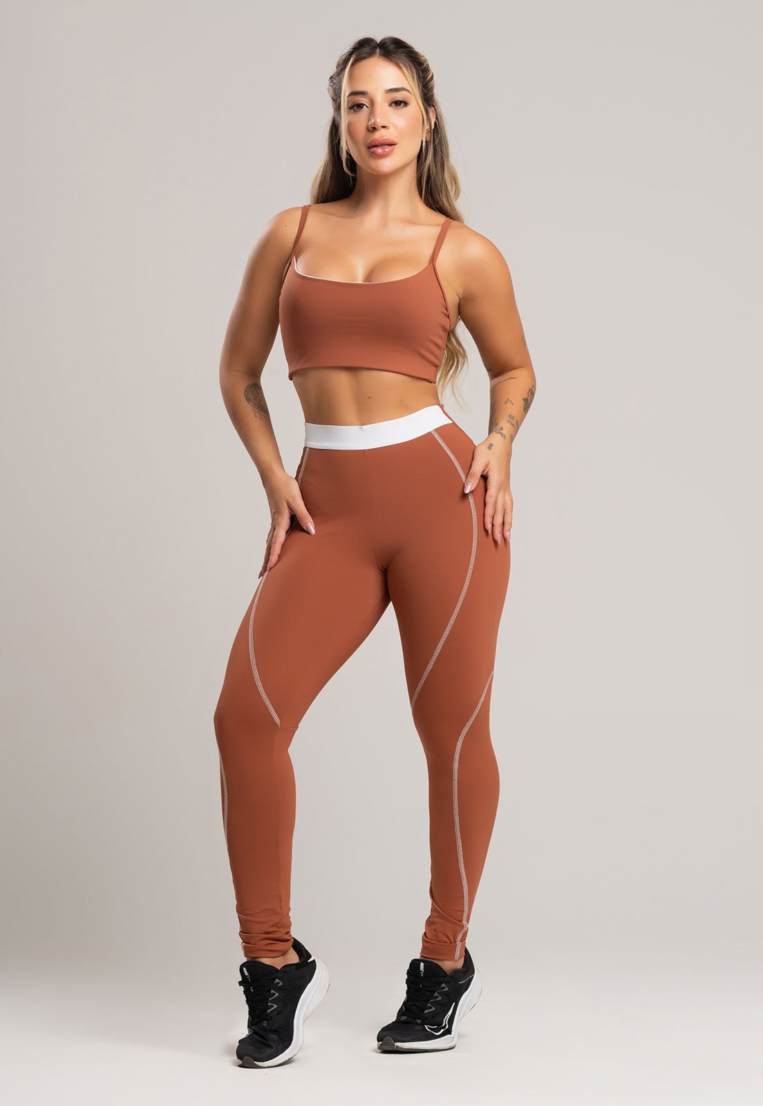 Calça Legging Academia MVB Modas com Elástico Cintura Alta Feminina Poliamida Mousse