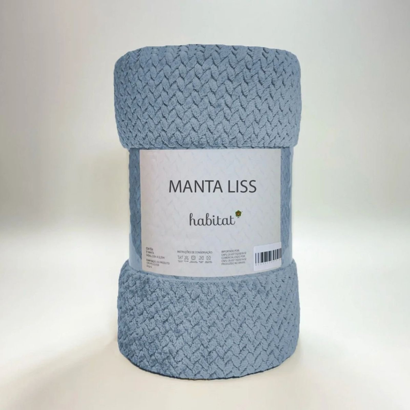 Manta Queen Trançada Microfibra Inverno Macia Liss Céu Azul