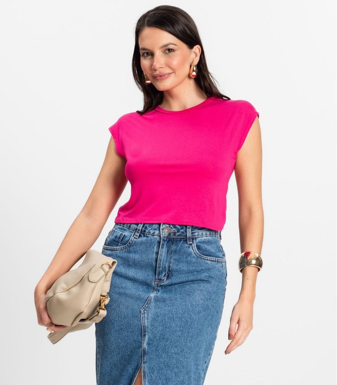 Blusa Básica Feminina Viscotorcion Rovitex Rosa