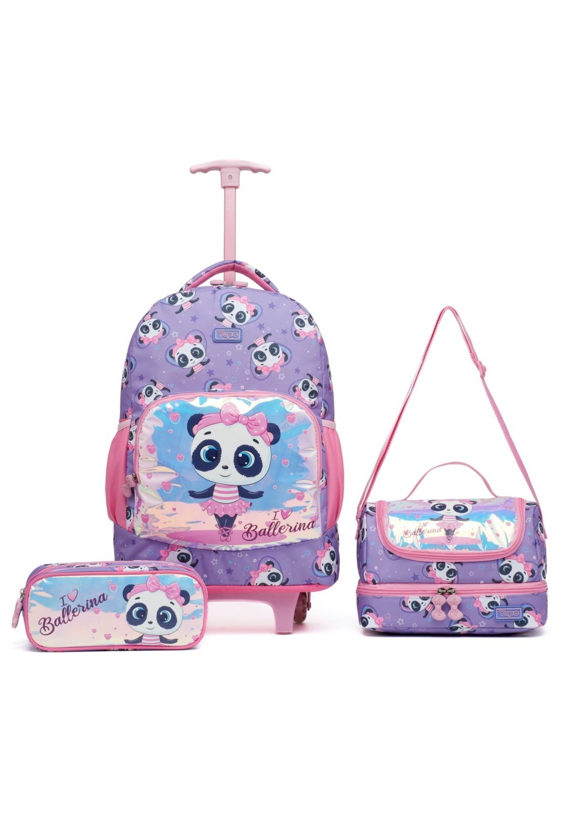 Infantil - Kit Mochila Yupe Estojo Lancheira Escolar Menina