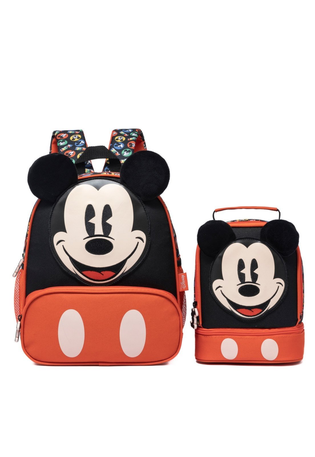 Infantil - Kit Mochila Lancheira Costas Escolar Mickey Disney Masculina Reforçada