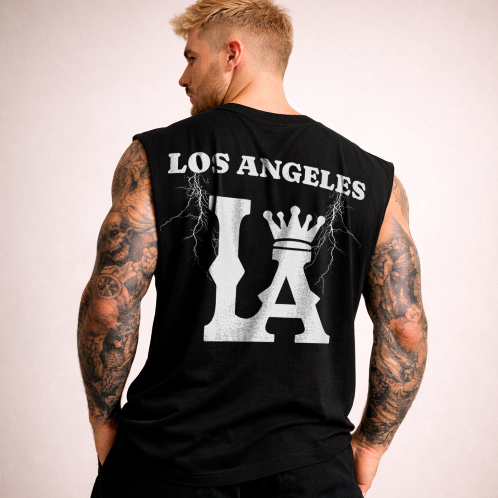 Camiseta Regata Machão Los Angeles LA Crown Streetwear Premium Preto