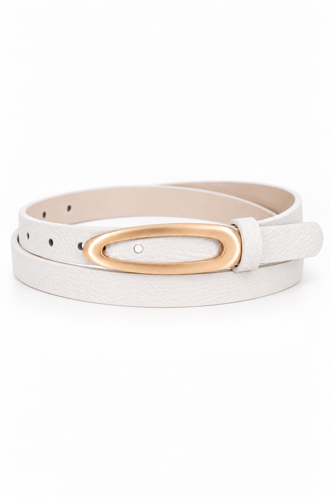 Cinto Fivela Orgânica Dourada D Bell Outelet Fashion Branco
