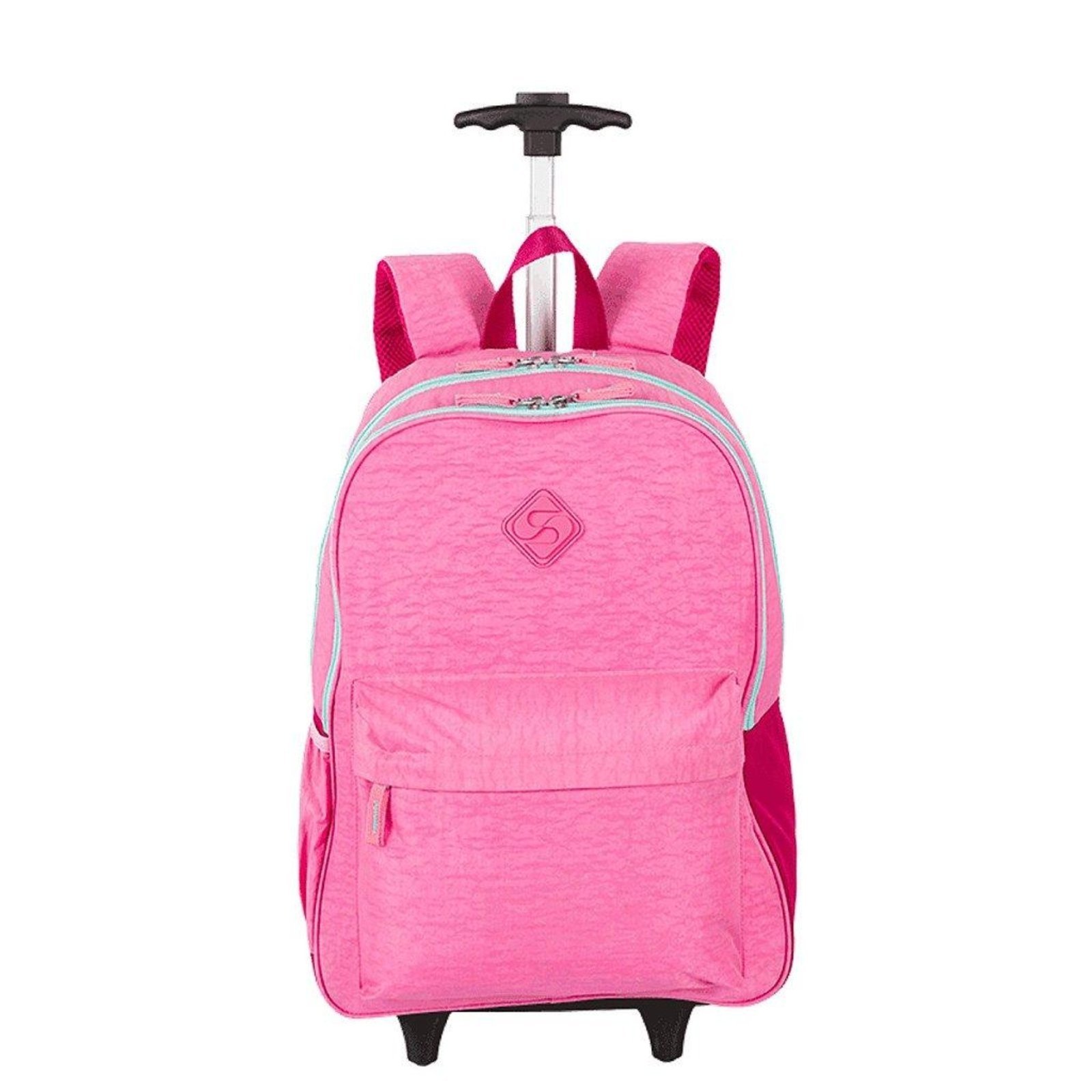 Infantil - Mochila Sestini com Rodinhas Rollingg Crinkle 2 Double Rosa