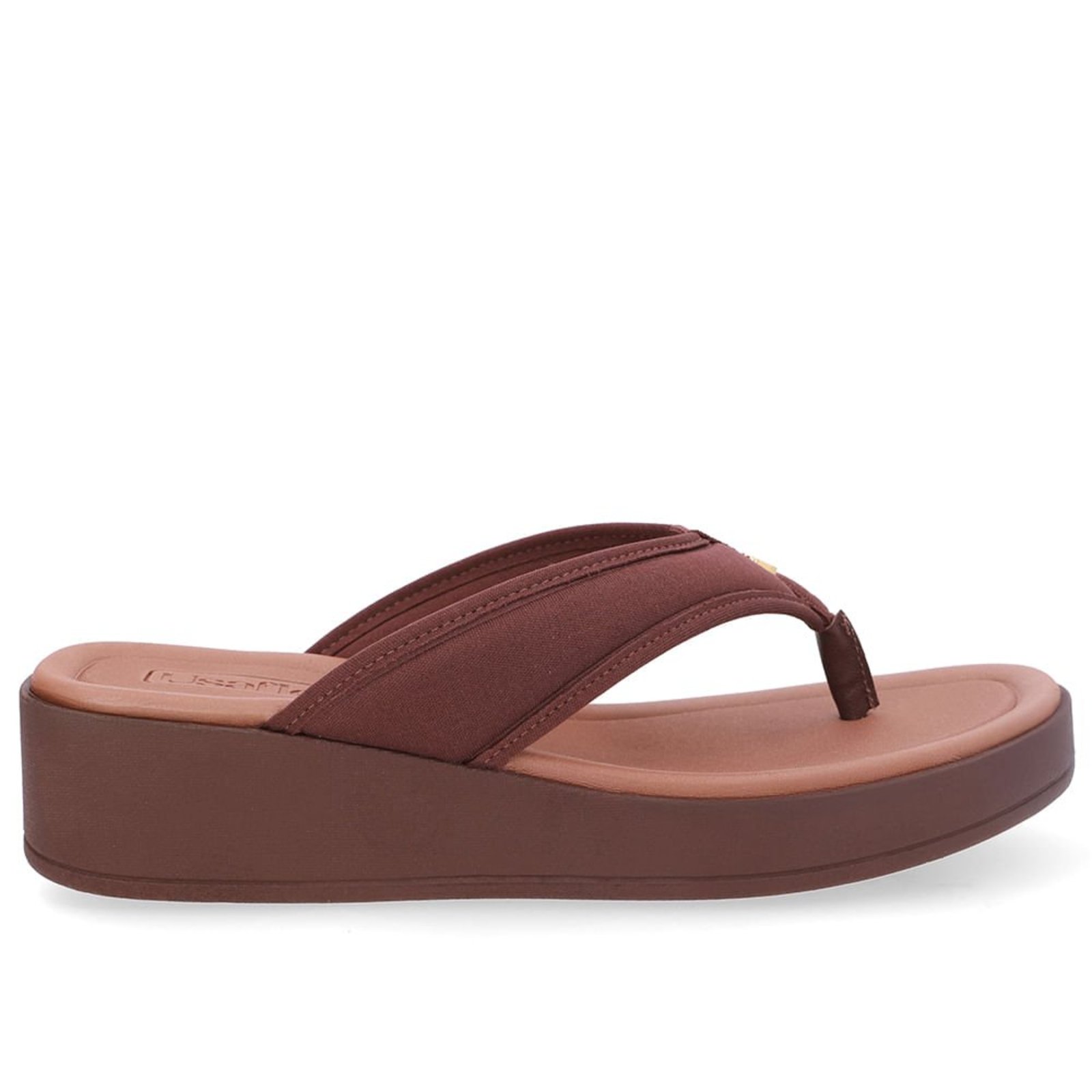 Chinelo Salto Plataforma Tecido Marrom