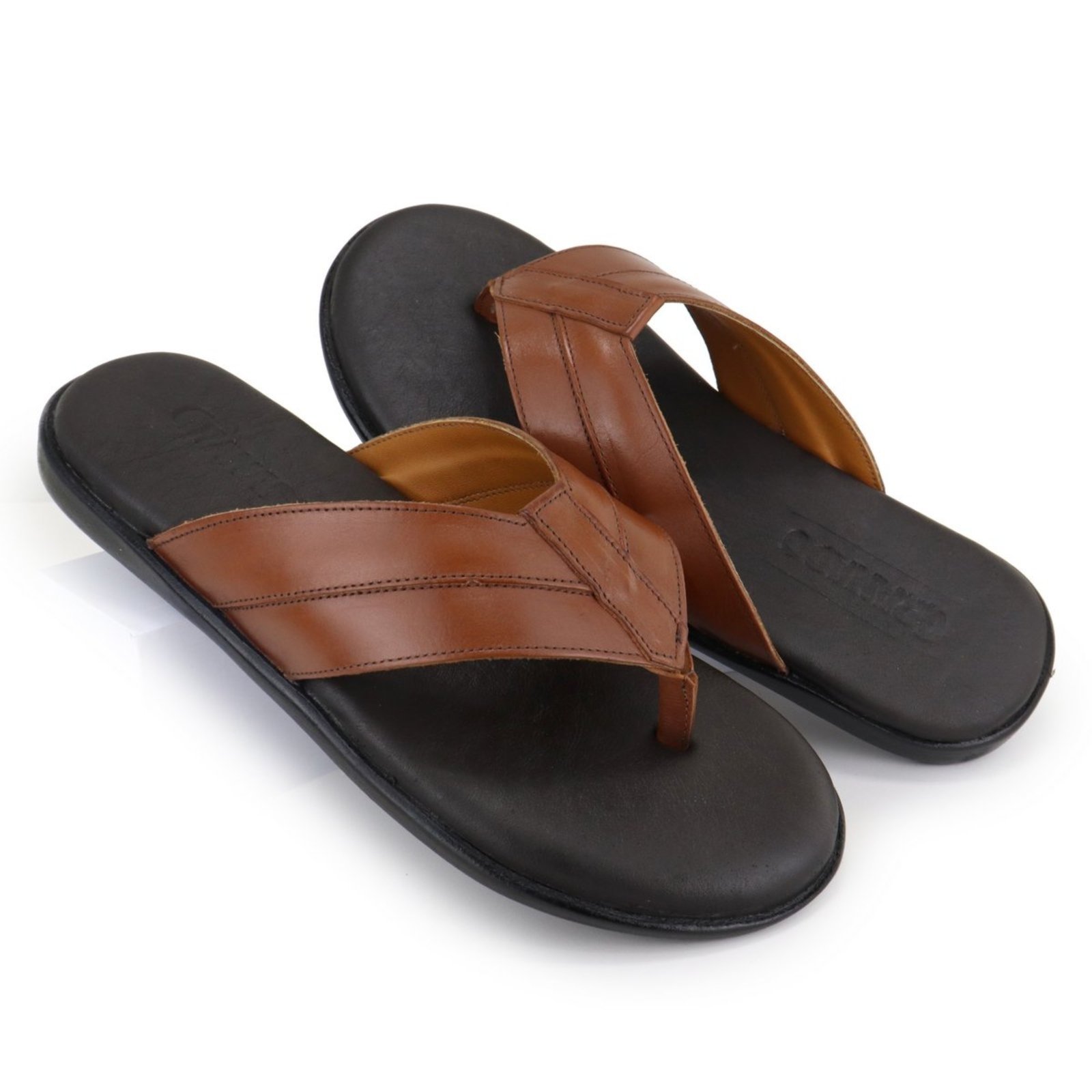 Chinelo Masculino Couro Social Elegante Marrom Classico 105M