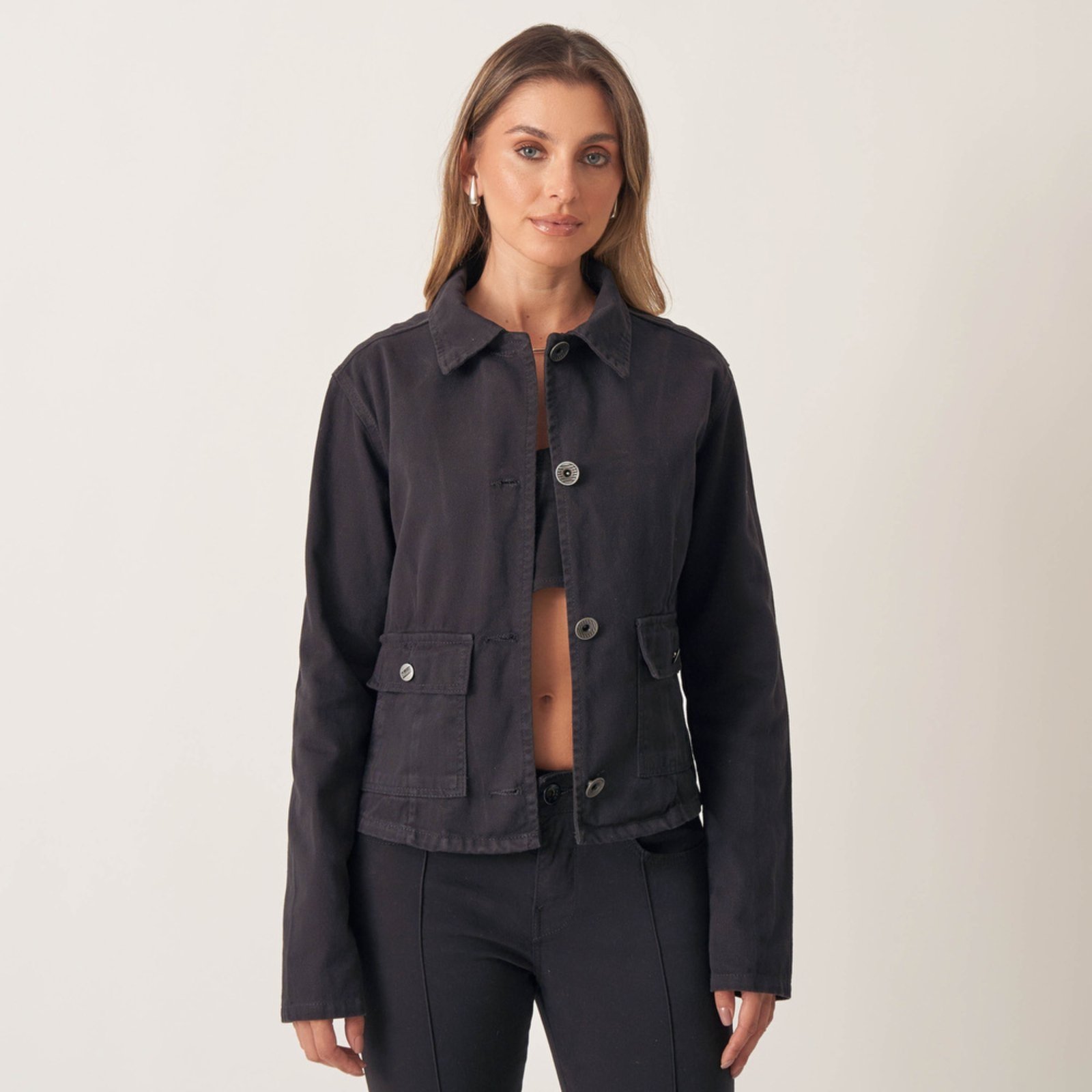 Jaqueta Camisa Jeans Bolso Cargo Pence