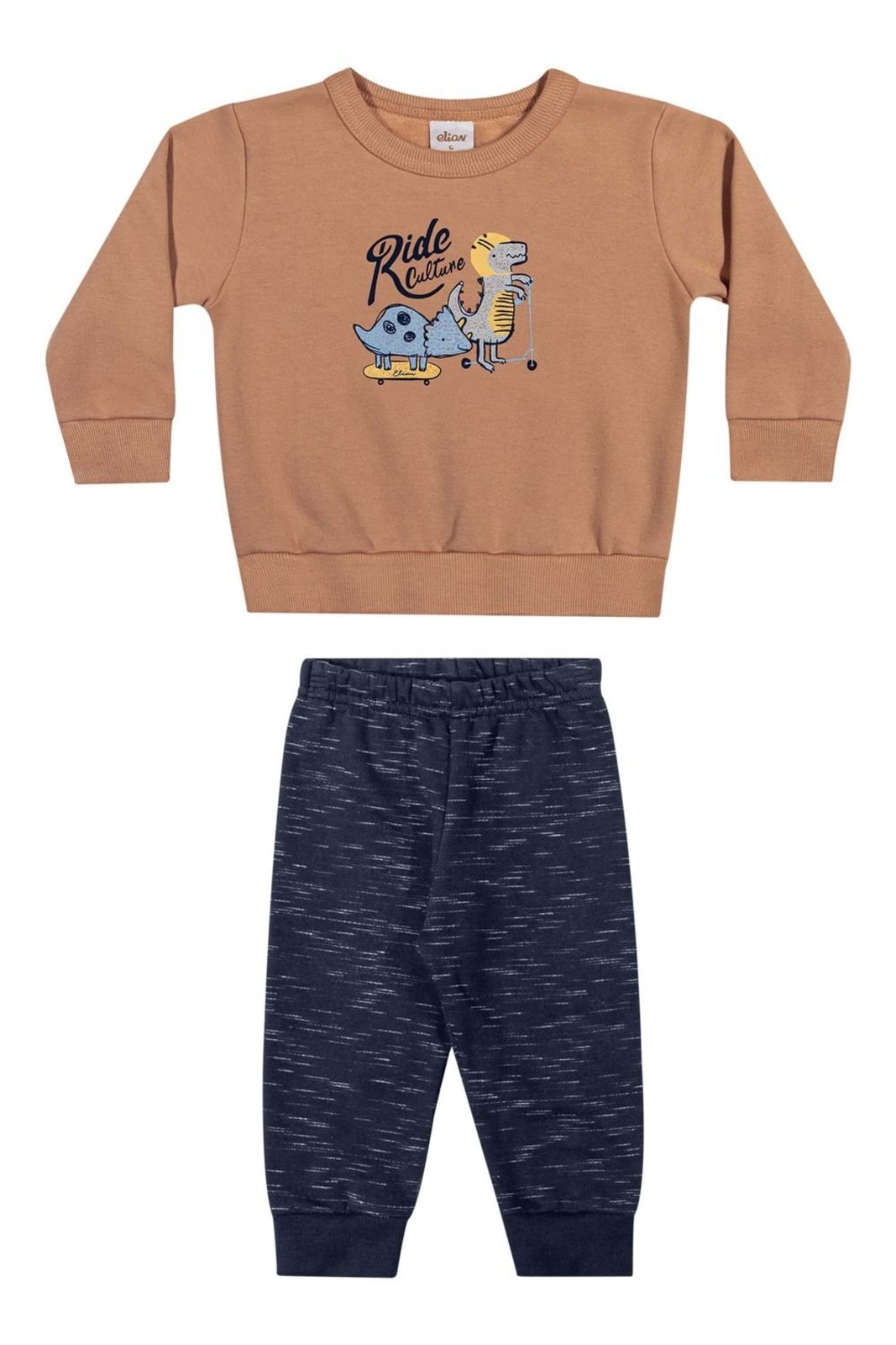 Infantil - Conjunto Longo Menino Dino Ride Elian Marrom