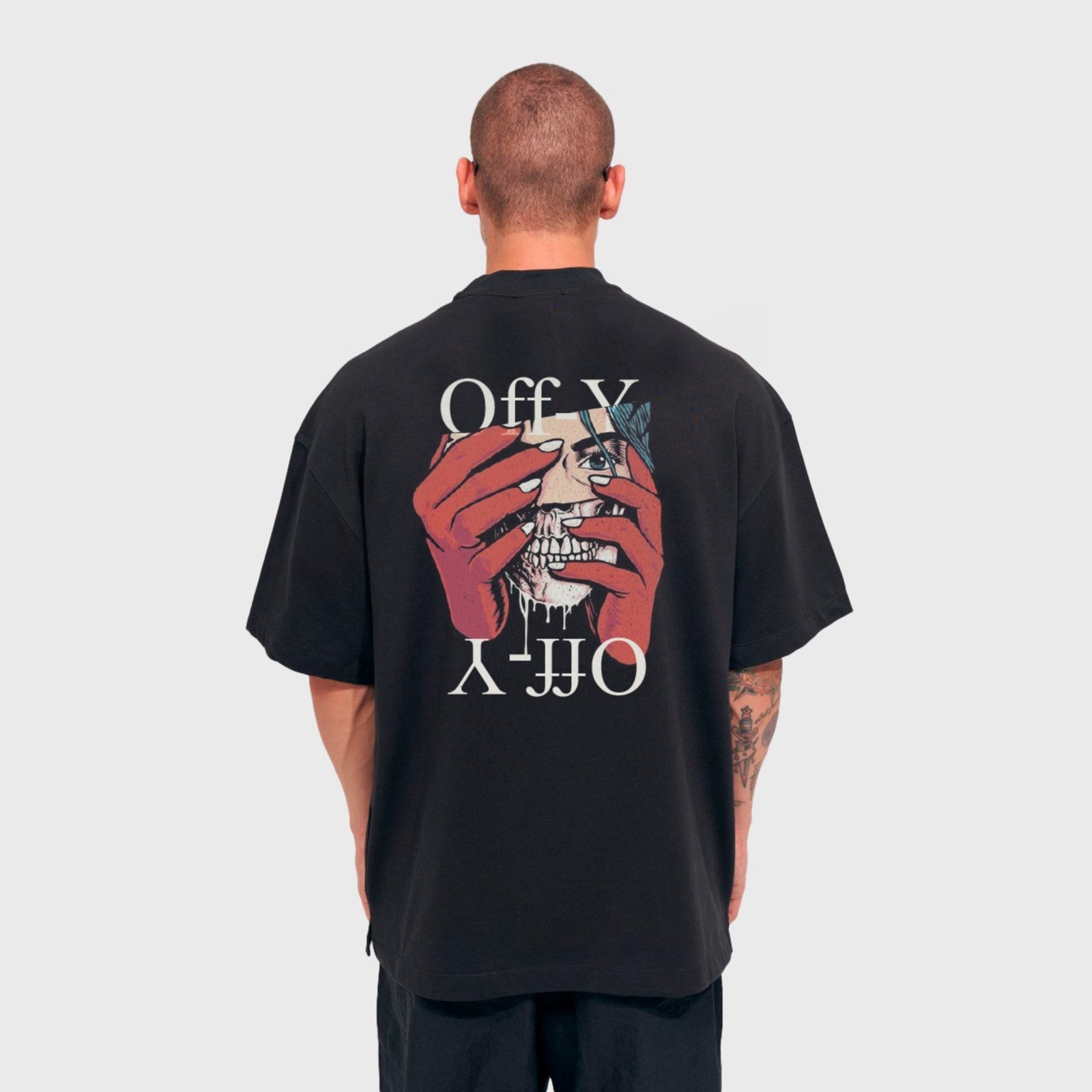 Camiseta Oversized Streetwear Inverse Preta Off-Y