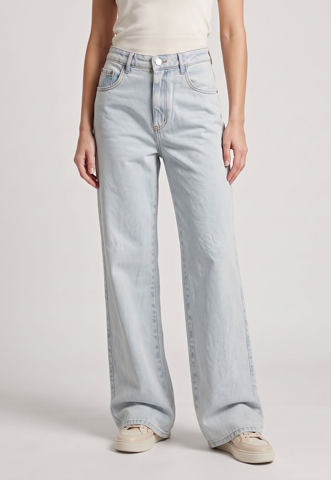 Calça Jeans Feminina Lança Perfume Wide Leg Azul