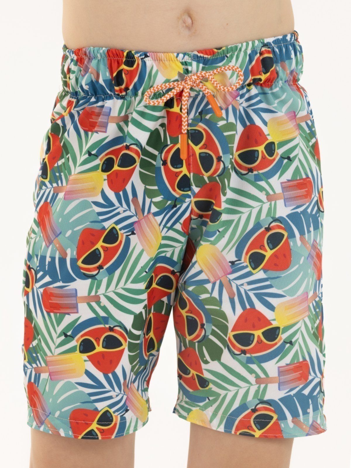 Vista 2 Infantil - Bermuda em Tactel Menino Praia e Banho - Sabores de Verão Magicamente Kids verde Magicamente Kids verde