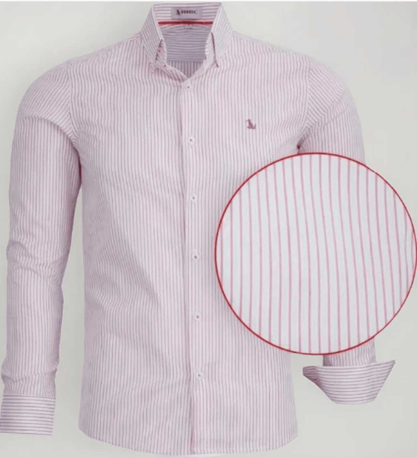 Camisa Social Amil Slim Rezon Listrada Algodão Macia Manga Longa Luxo Vermelho